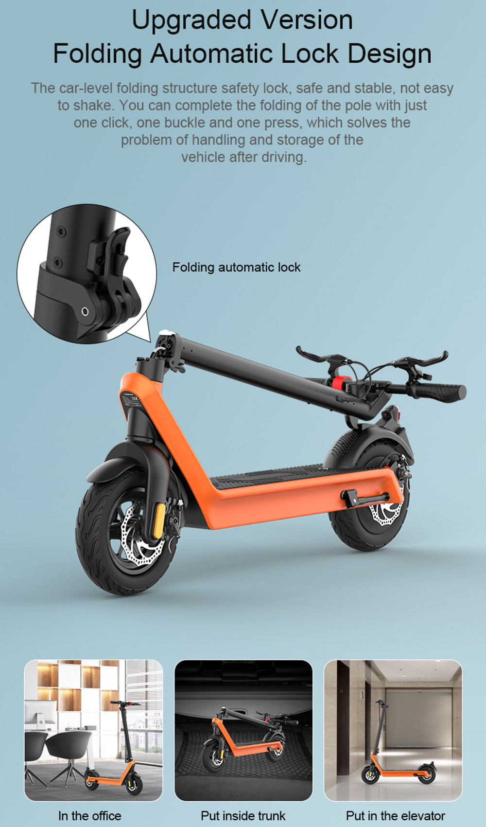 10" Folding Electric Scooter 500W 70KM Range 40km/h For Adult City Commute