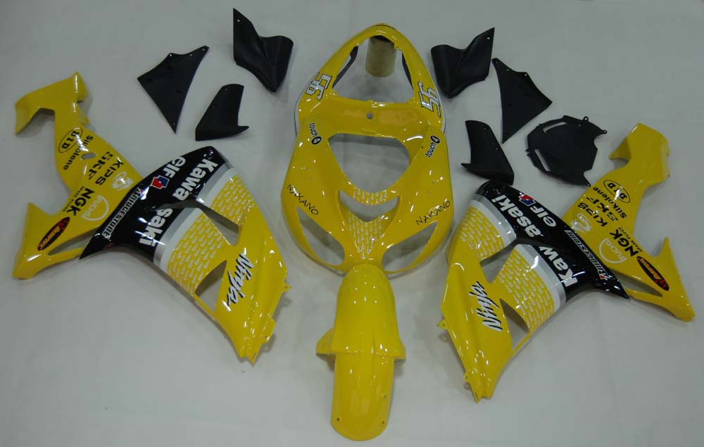 2006-2007 Kawasaki ZX 10R Yellow Black Racing Fairings Generic