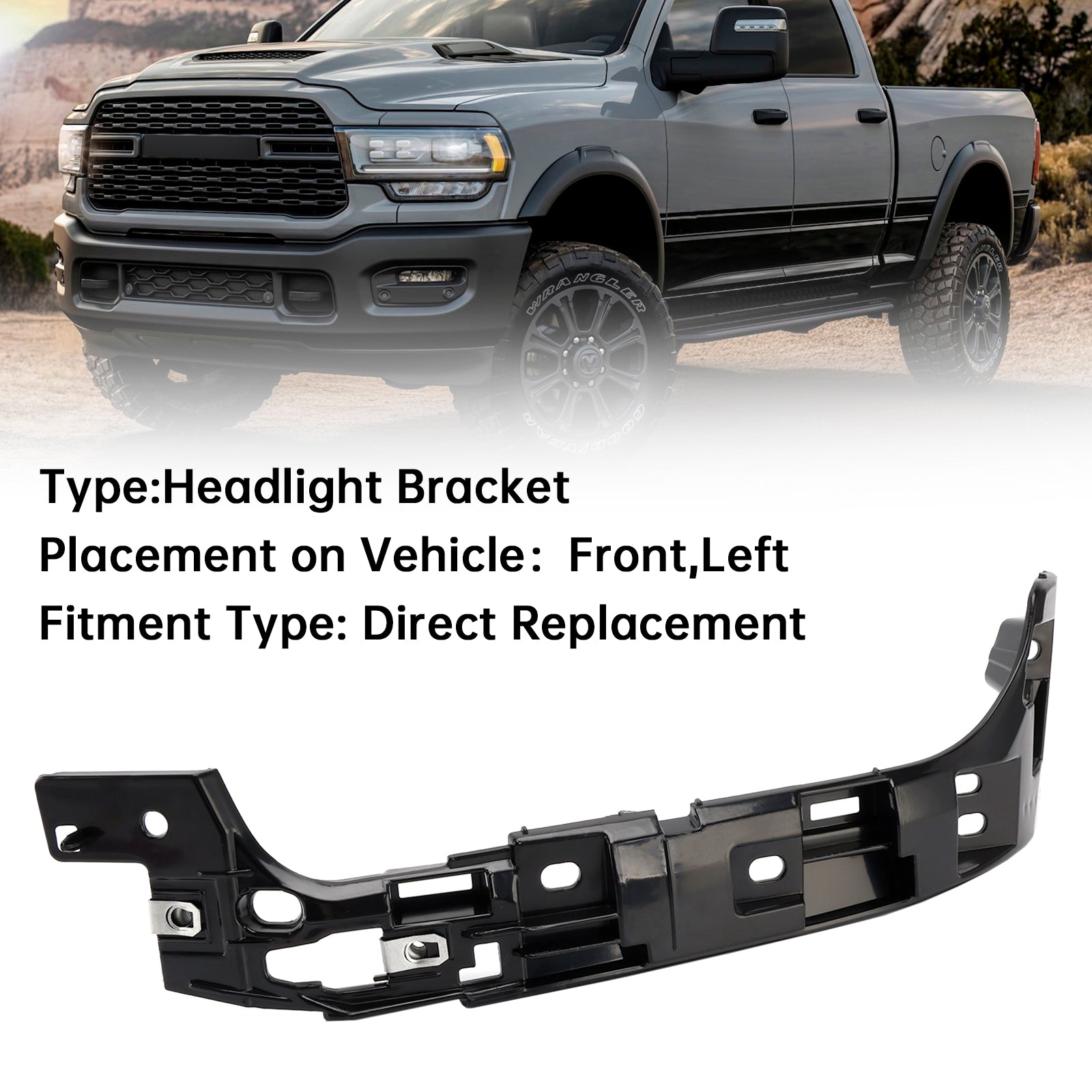 2019-2024  RAM 2500 3500 4500 5500 Driver Left Headlight Bracket 68448771AA