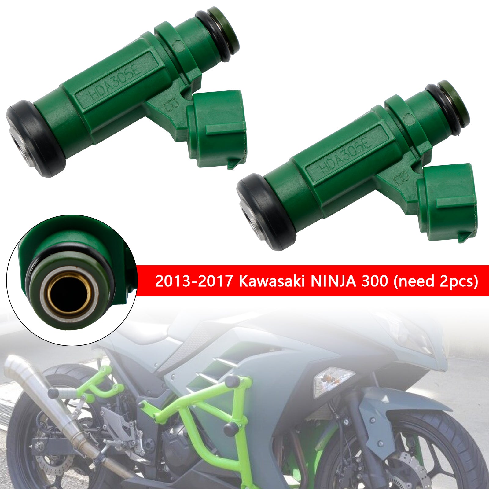 2PCS drivstoffinjektor for Kawasaki Versys-X 300 2017-2022 Ninja 300 2013-2017 49033-0558