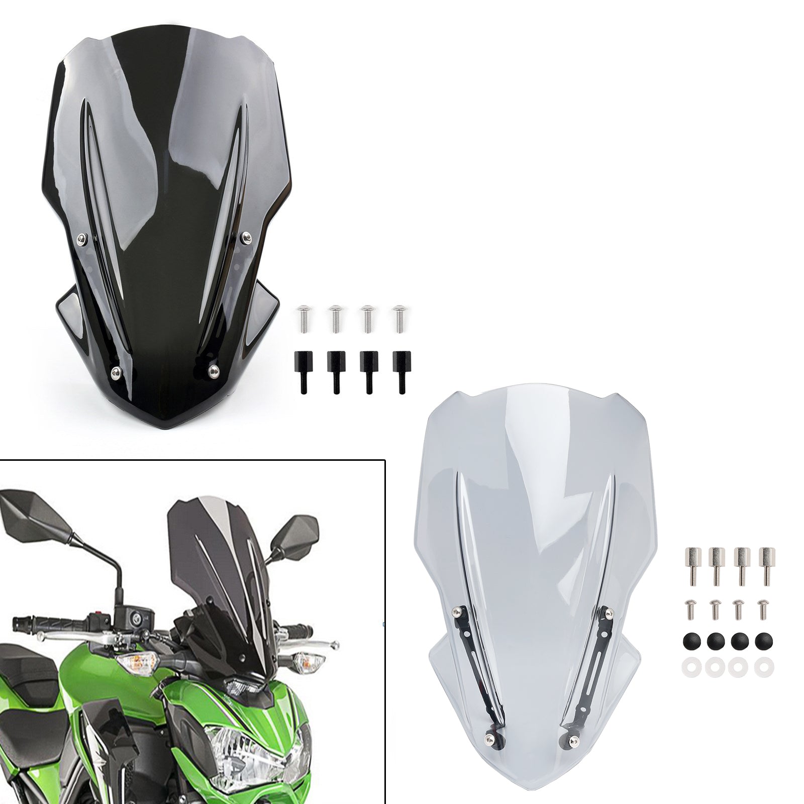2017-2018 Kawasaki Z900 Windscreen Windshield Screen with Bracket