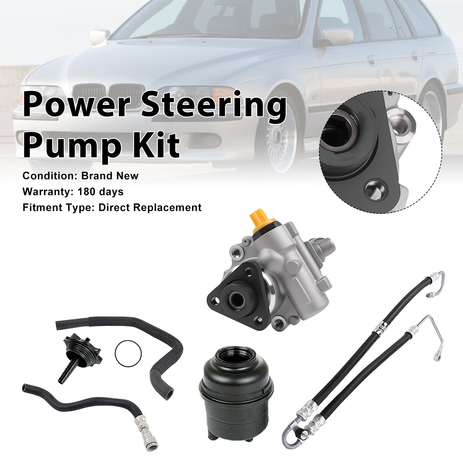 Power Steering Pump 32411092742 Fit BMW 5 E39 520i 523i 525i 530i 1996-2004