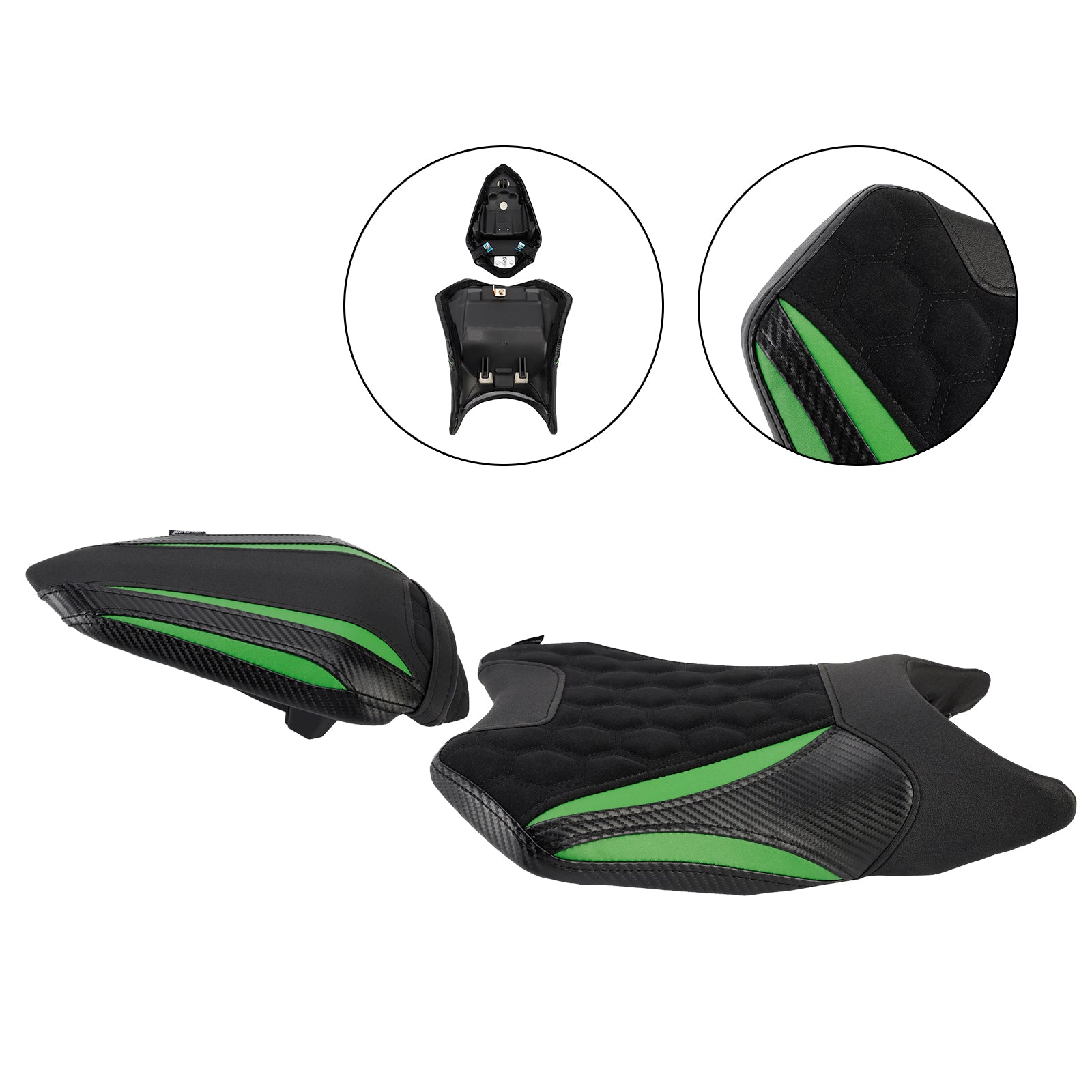 Front&Rear Raider Passenger Cushion Kit Black2 For Kawasaki Ninja 500 Z500 24-25