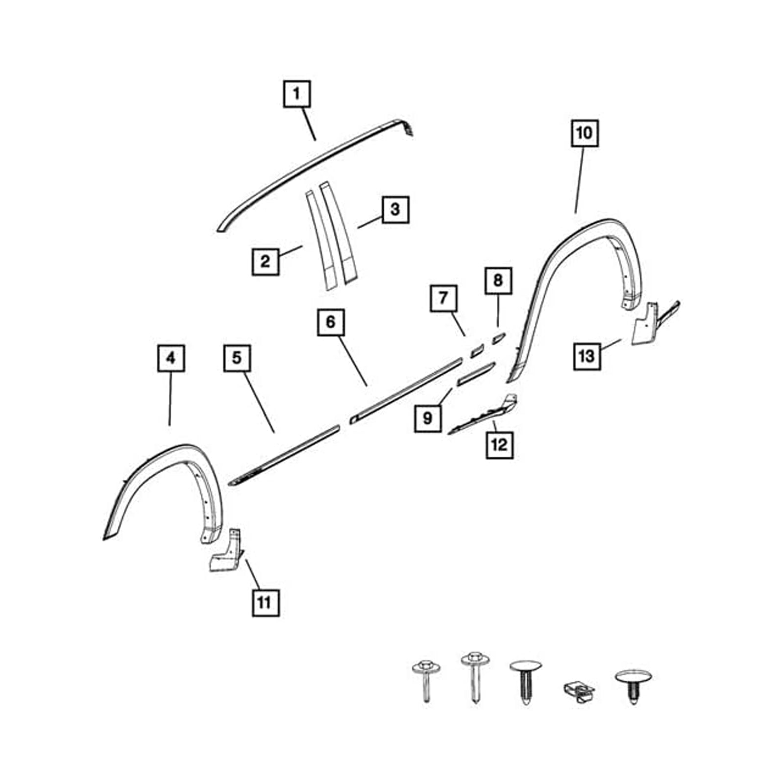 Garniture de moulage de pilier Dodge RAM 1500 B 2019-2026 avant 68292929AD + 68292928AD
