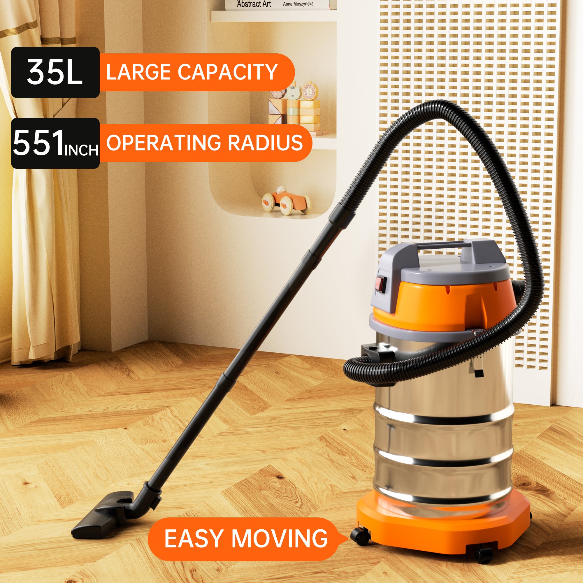 Wet Dry Blow Three Uses 10 Gallon 3200w 8 Peak Hp Stainless Steel Shop Vac Vacuum Cleaner Garage Portable Car Detailing For House Garage Workshop Car