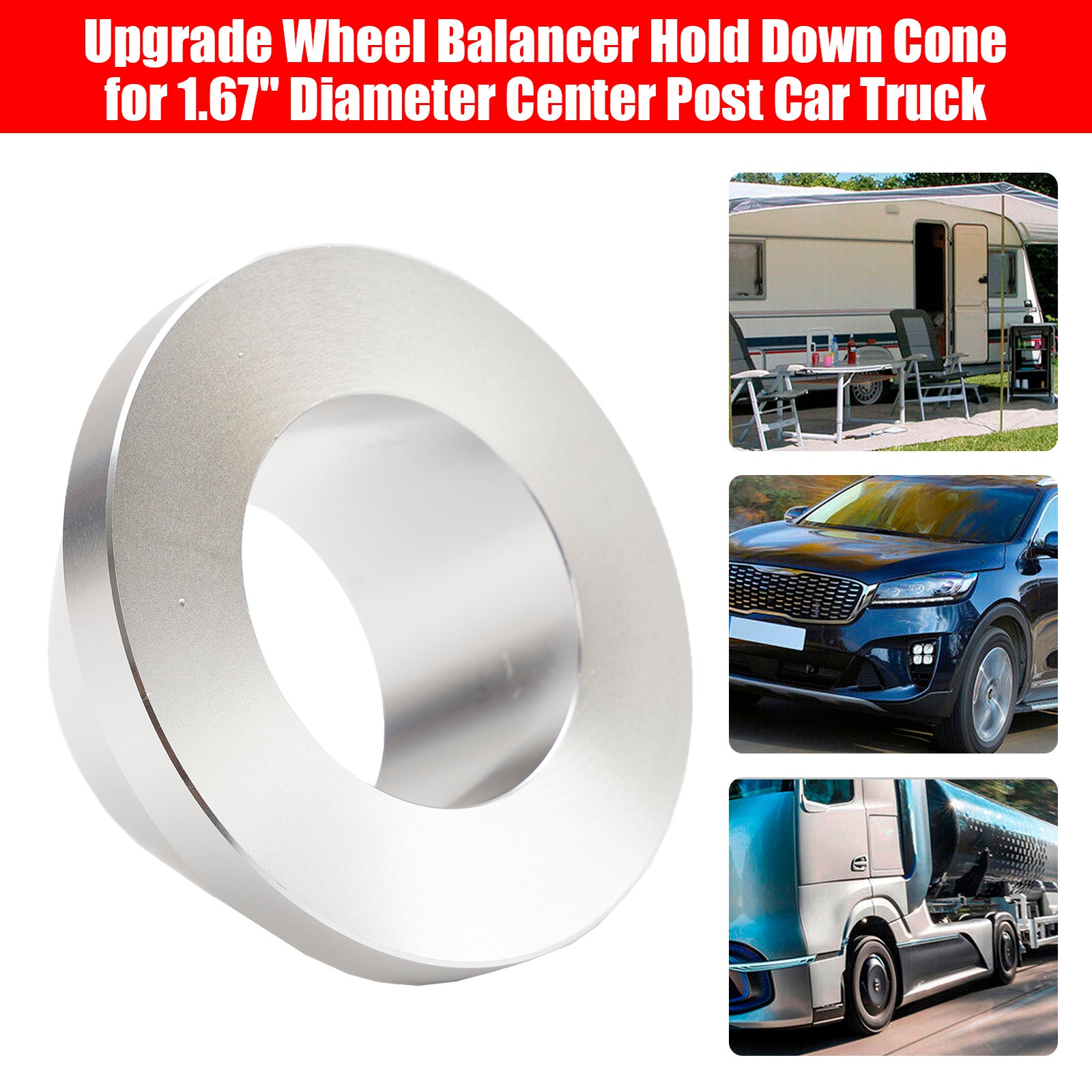 Upgrade Wheel Balancer Hold Down Cone for 1.67" Diameter Center Post Car Truck