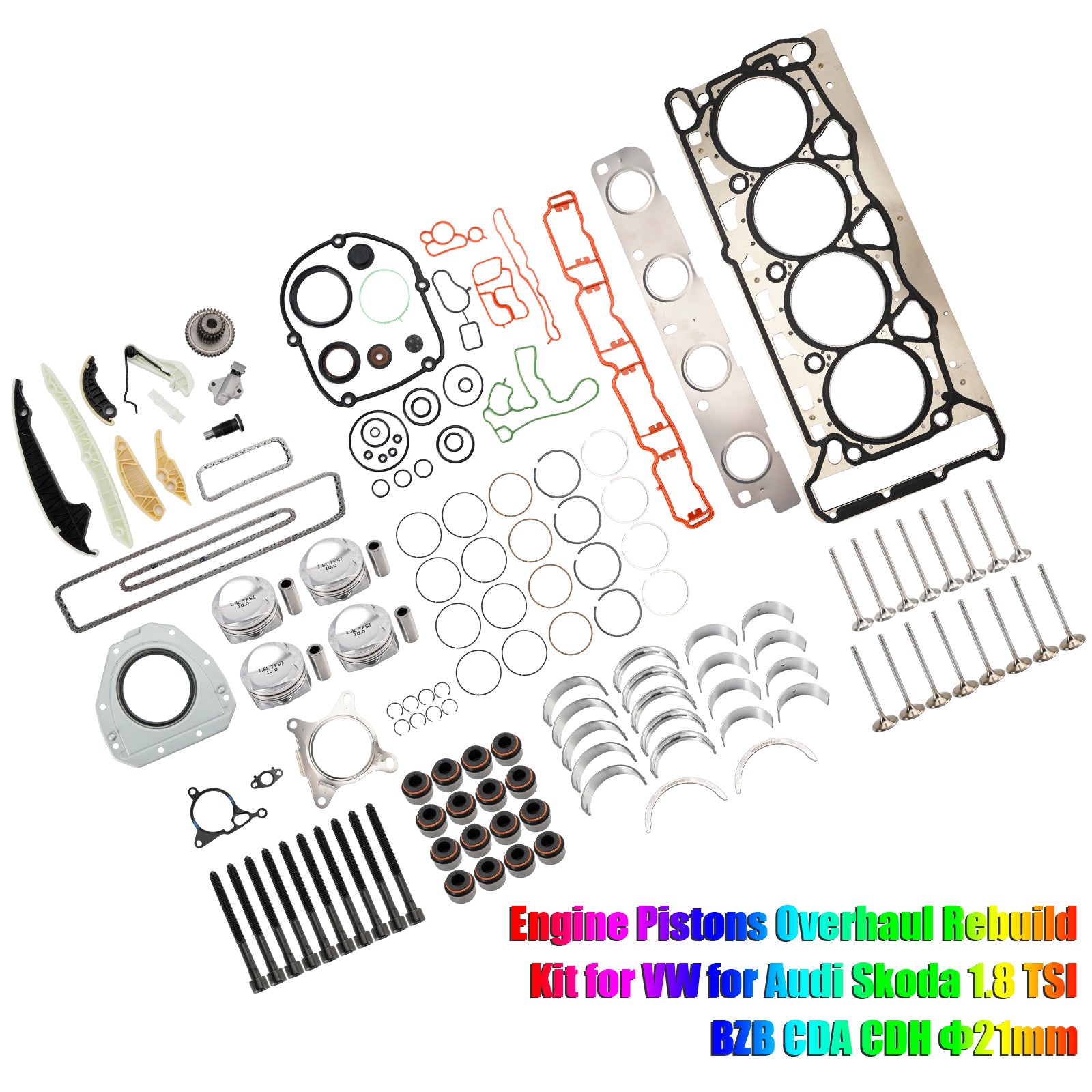 2008-2011 VOLKSWAGEN Passat CC 1.8 TSI BZB CDAA CDAB Engine Pistons Overhaul Rebuild Kit 06H107065CP 06H109509Q