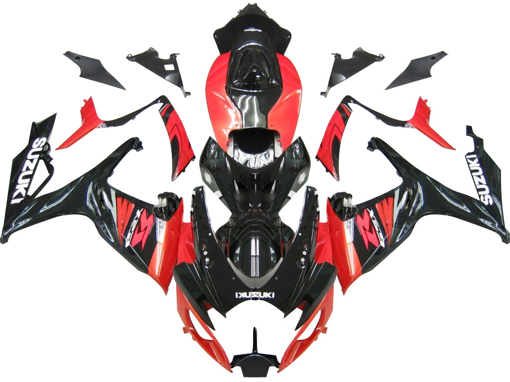 2006-2007 Suzuki GSXR 600 750 Black & Red GSXR Racing Fairings Generic