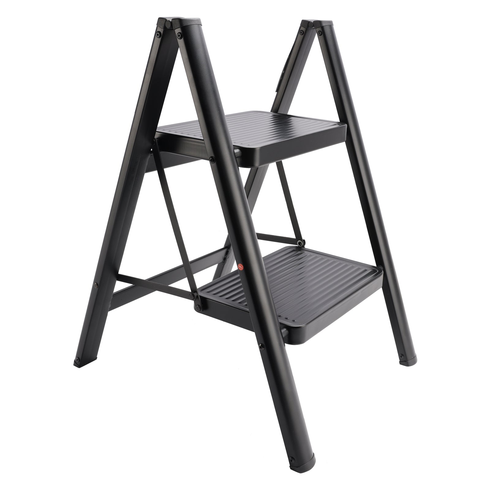 Stepladder, 2 Tiers, Foldable, Aluminum, Wide, Lightweight, Compact, Ladder