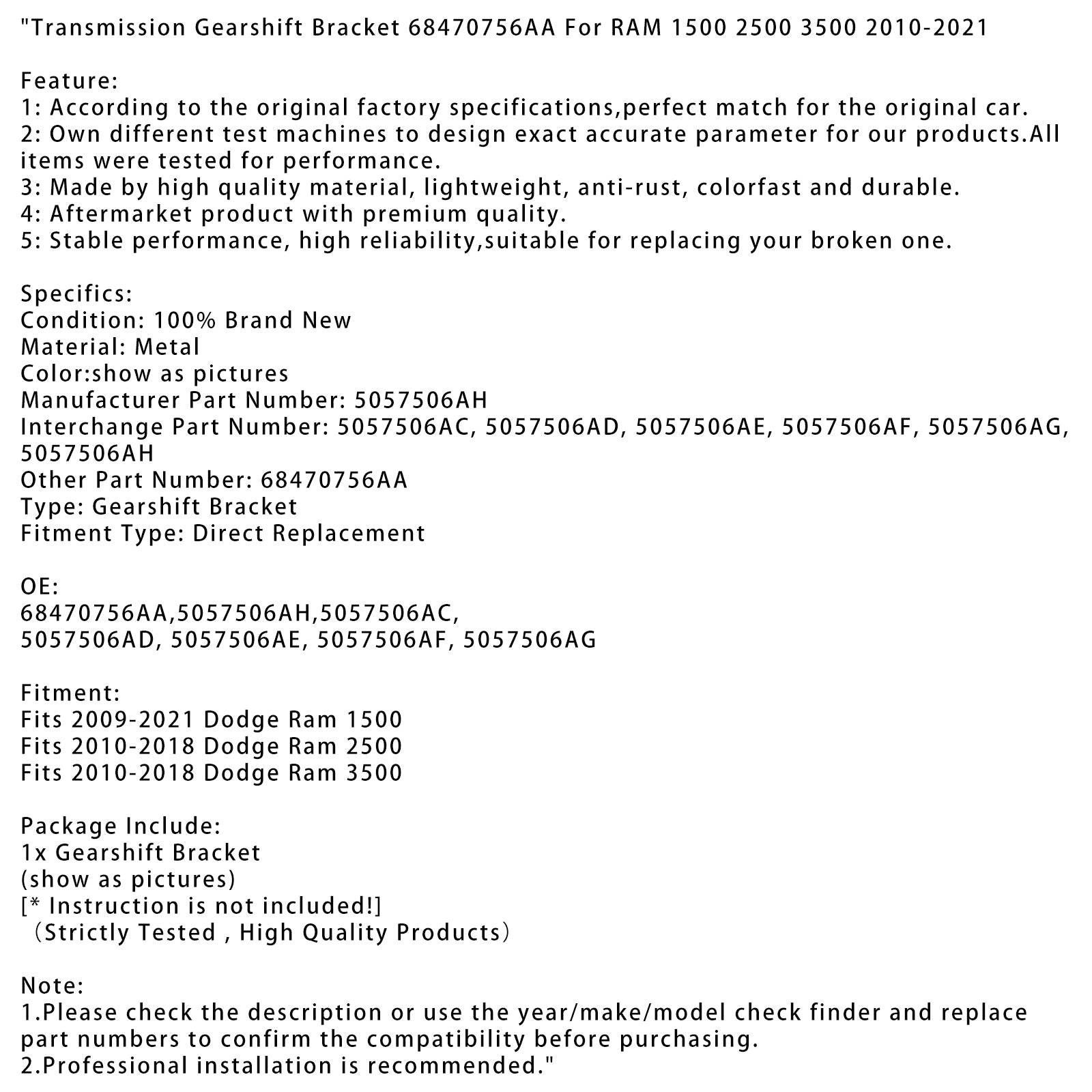 Držiak prevodovky 68470756AA pre RAM 1500 2500 3500 2010-2021