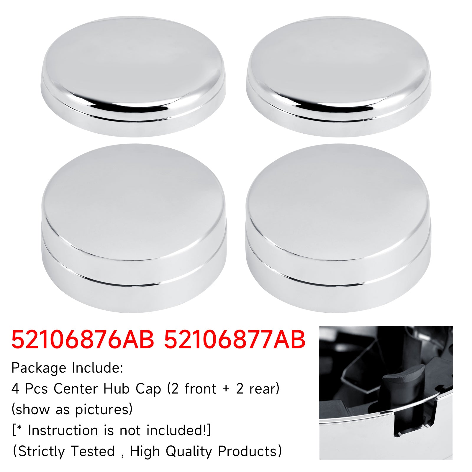4X capuchon de moyeu central pour Dodge Ram 3500 Pickup Dually 03-18 52106877AB