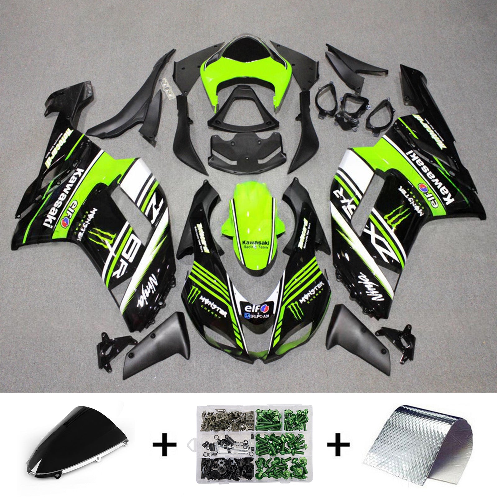 Kit carena iniezione carrozzeria in plastica ABS adatta per Kawasaki ZX6R 636 2007-2008