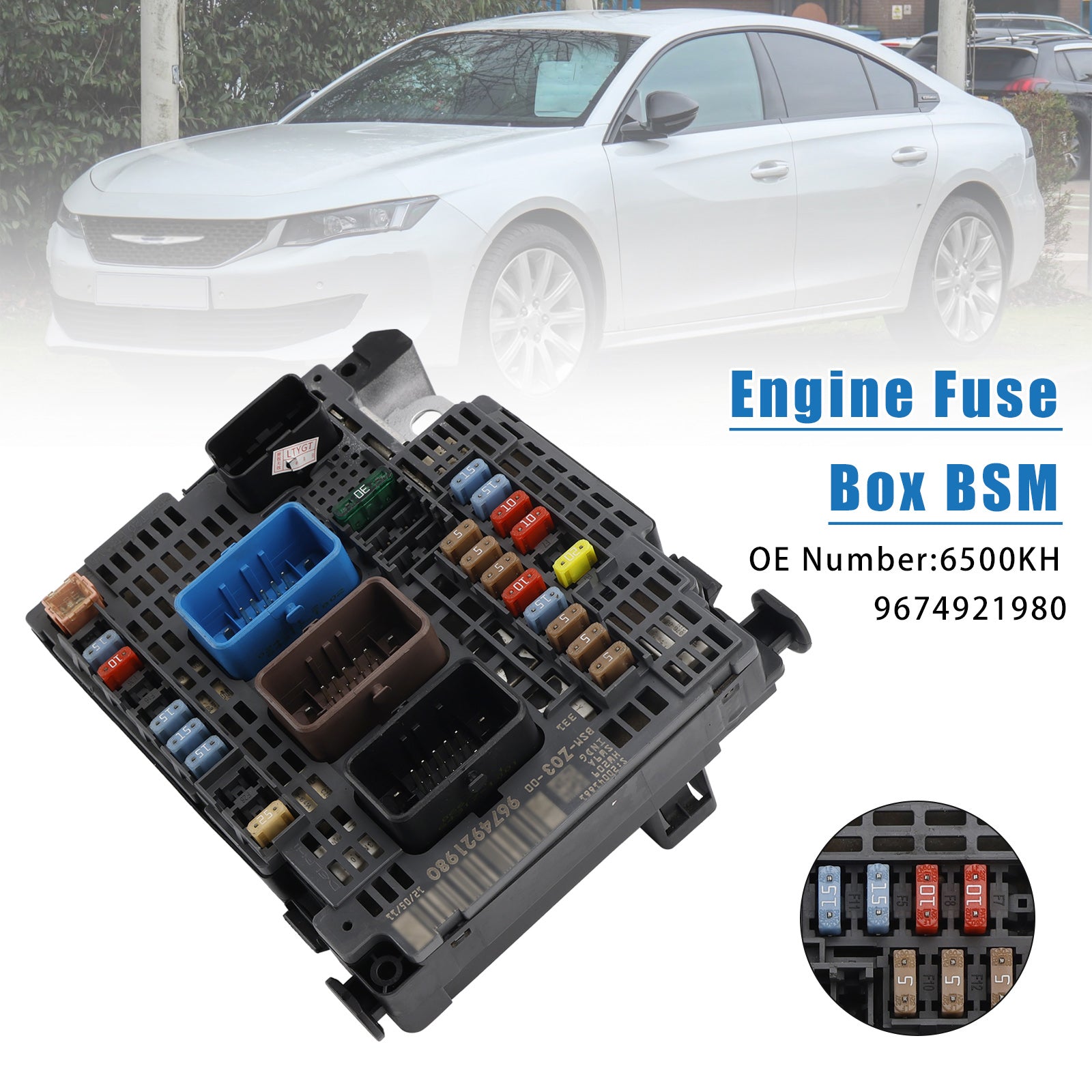 For Peugeot 508 Citroen Engine BSM Control Unit Fuse Box 6500KH 9674921980 Z03