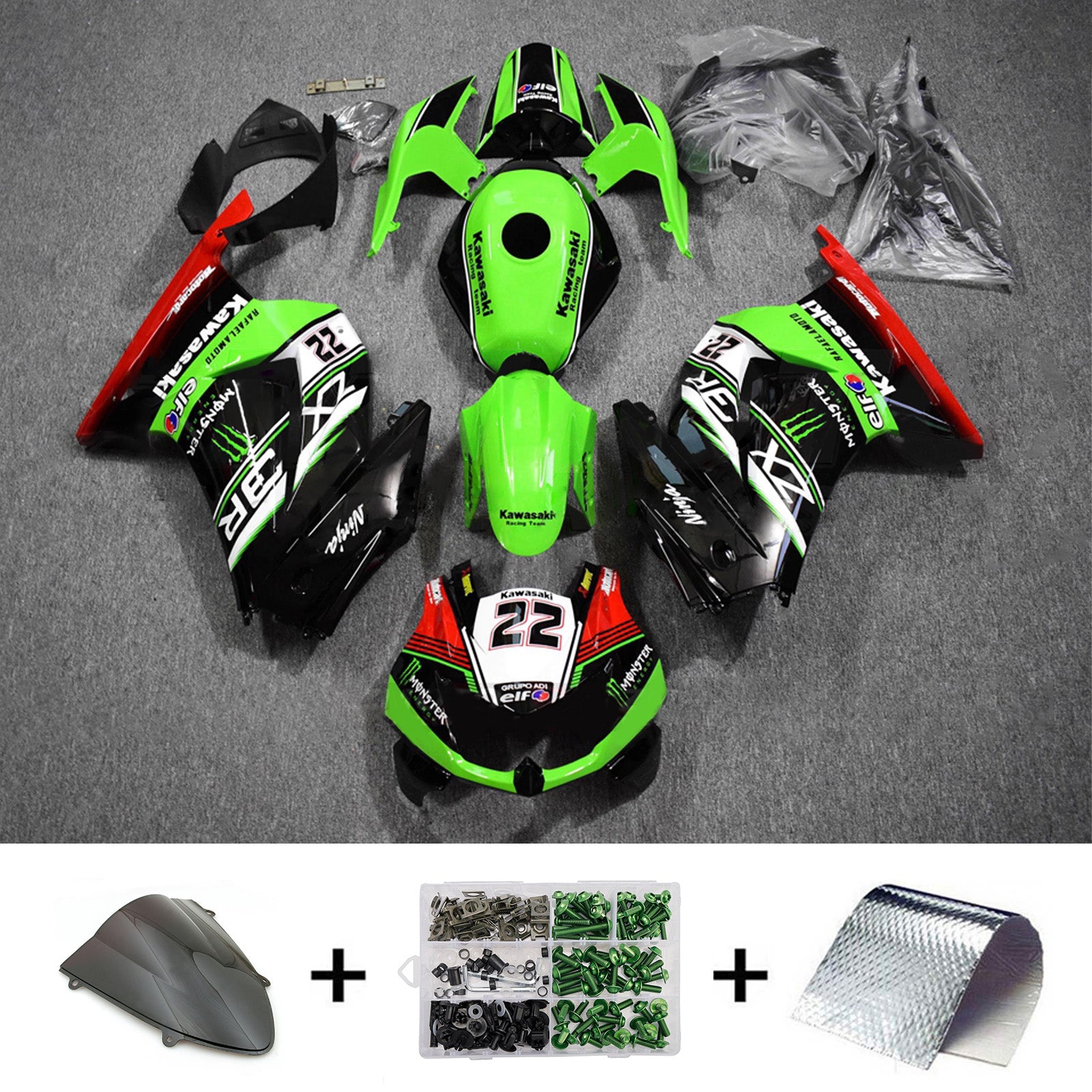 Kit carena iniezione carrozzeria in plastica ABS adatta per Kawasaki EX250 Ninja250R 2008-2012