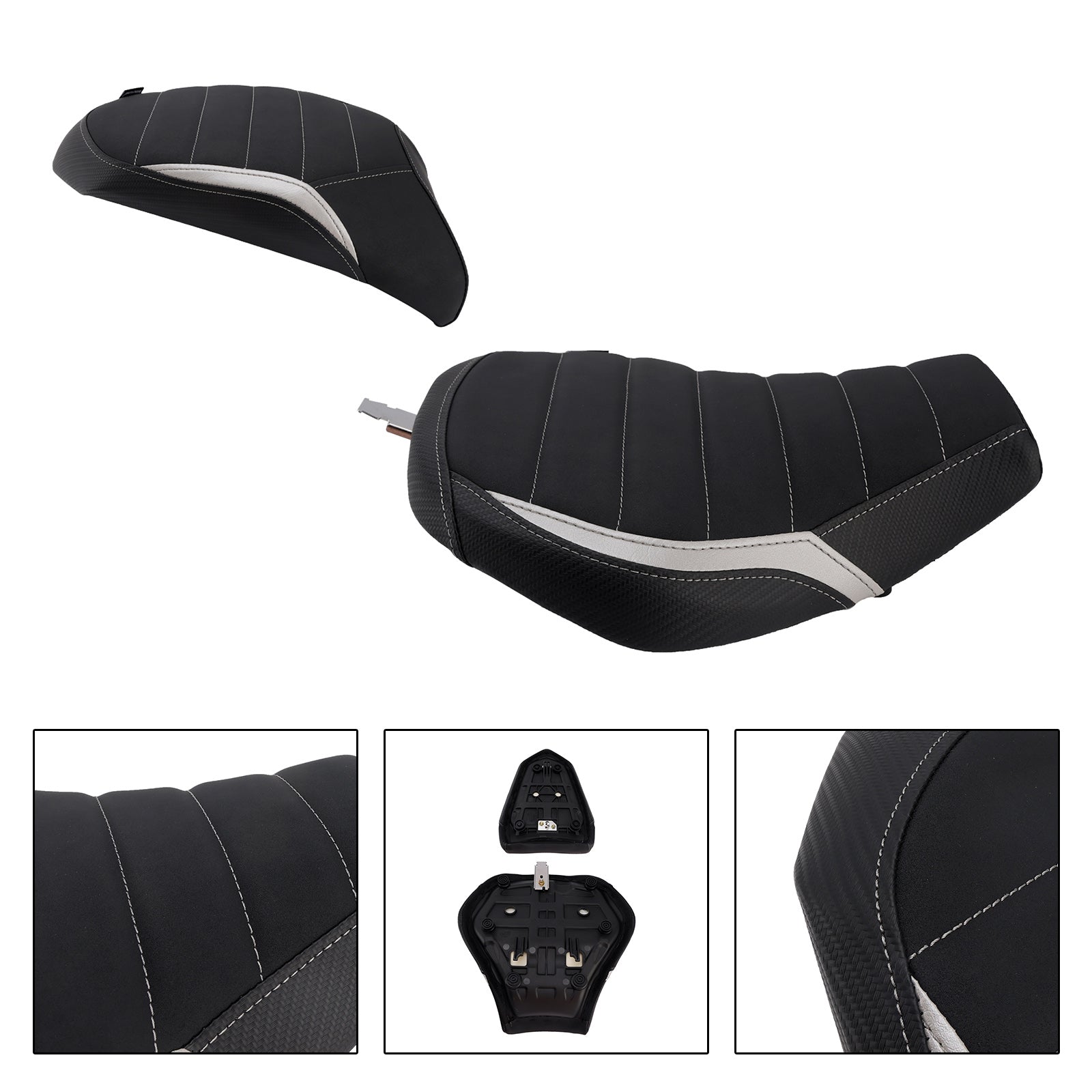 Driver&Passenger Seat Kit Rear Cushion Gray For Kawasaki Ninja H2 Sx 2022-2025