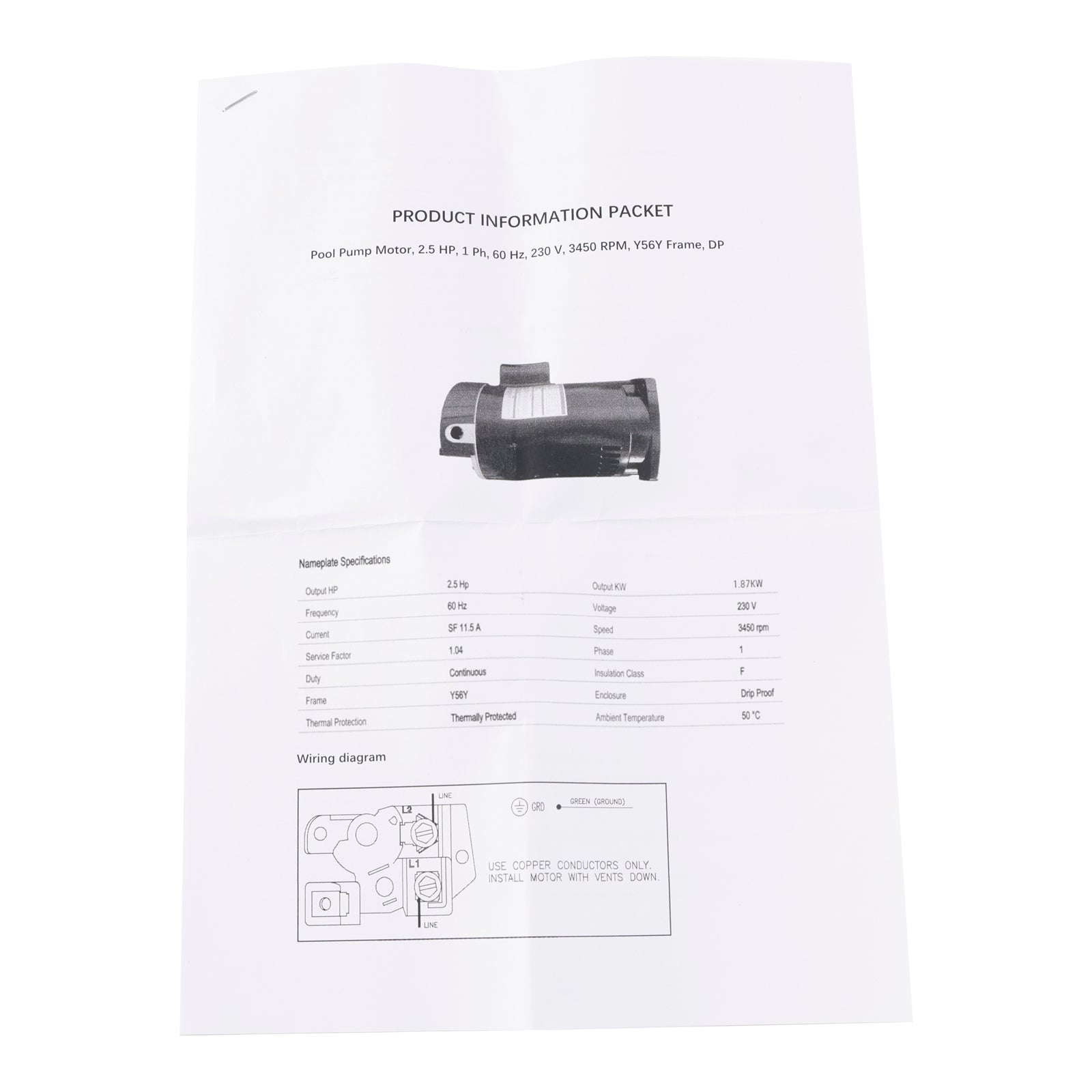 B2840 B840 2,5 pk 230 V zwembadpompmotor 56Y frame vierkante flens