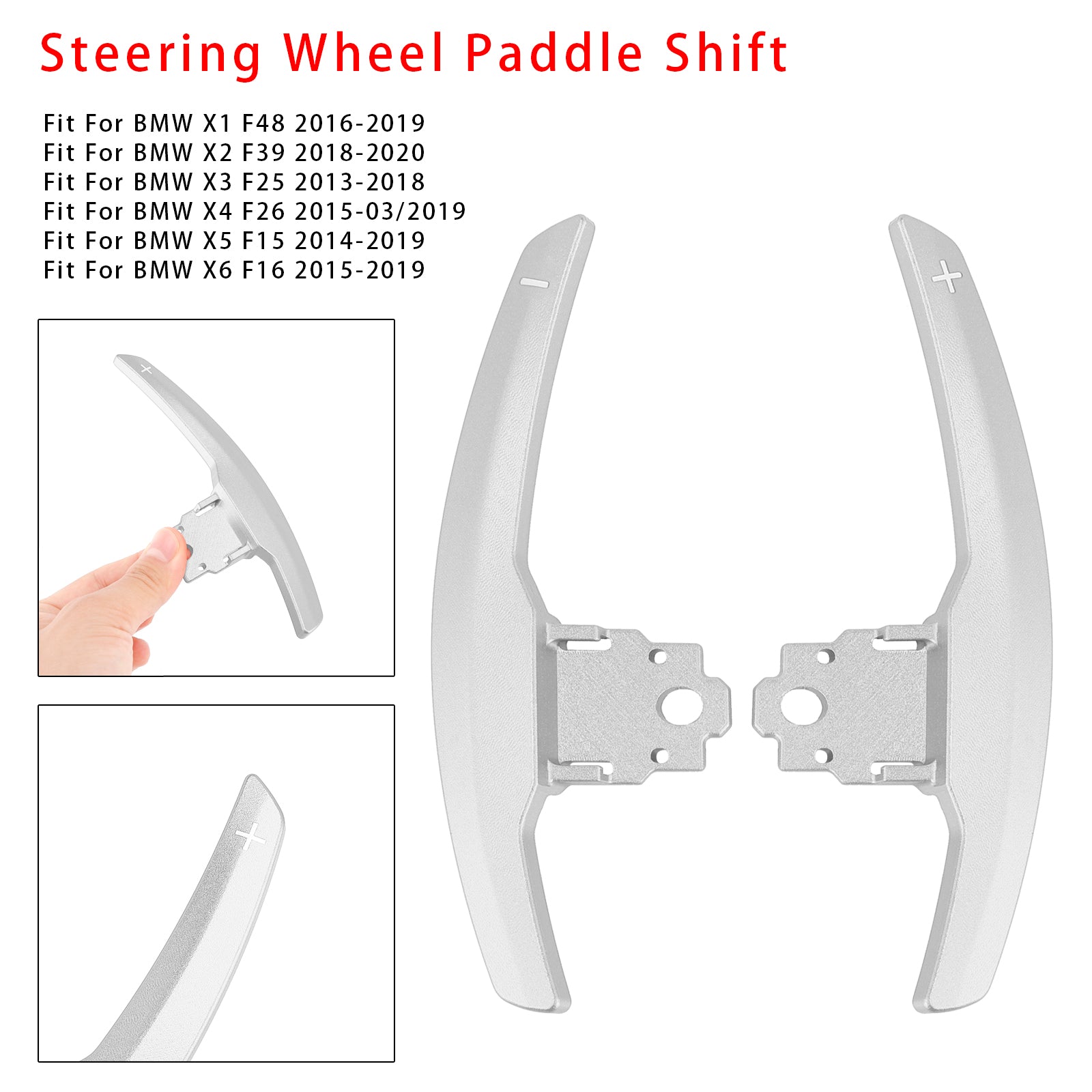 Paddelväxelförlängning för BMW F-serie F30 F31 F32 F10 X3 X5 Aluminium Silver