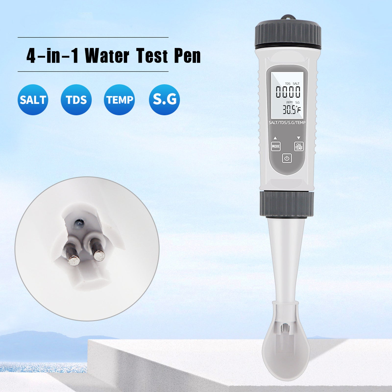 4In1 EC/S.G/TEMP/salinité mètre numérique moniteur de qualité de l'eau testeur outil de Test