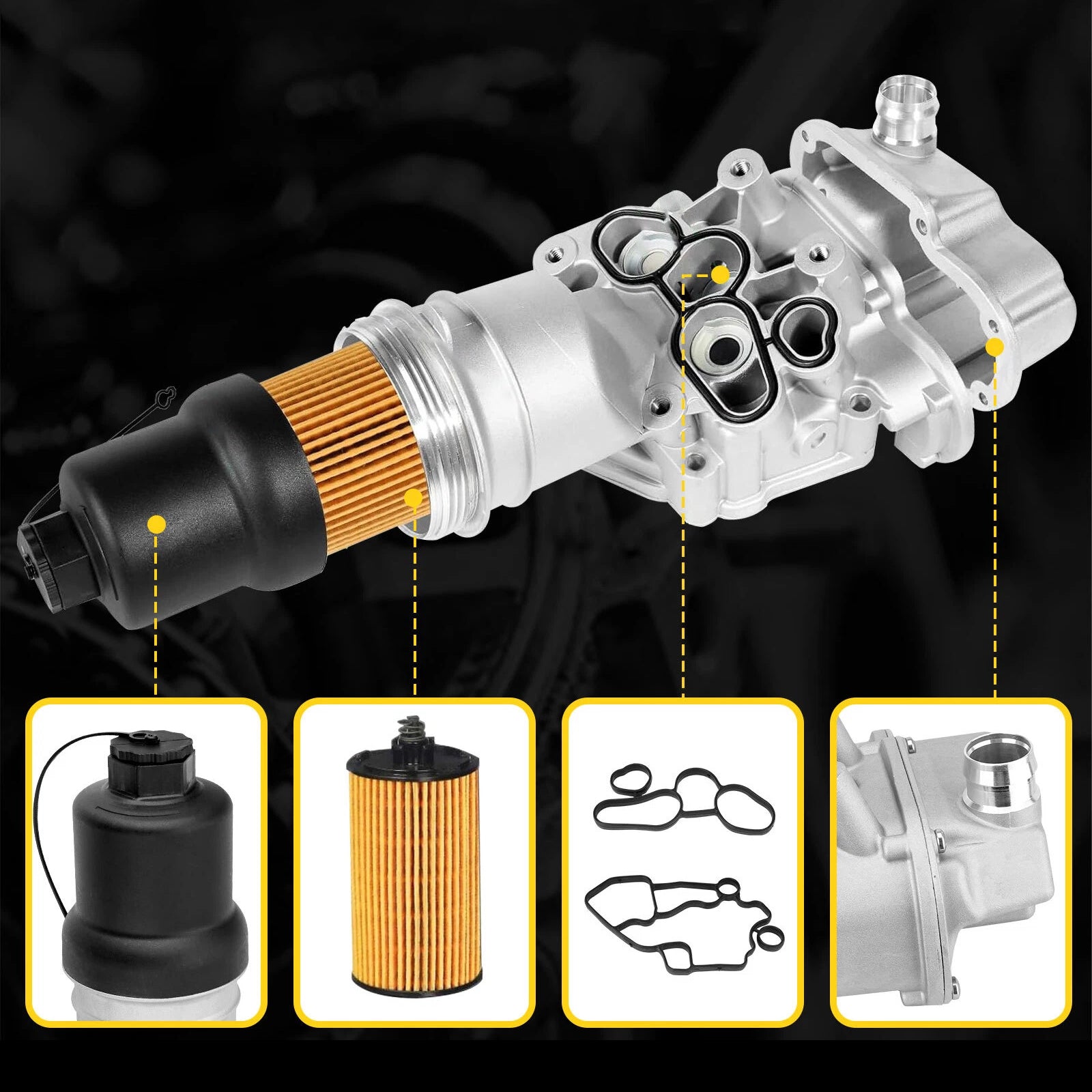 2008-2009 TT 2.0L Enfriador de aceite de motor Conjunto de filtro de aceite 06F115397J 06F115397H 918-592