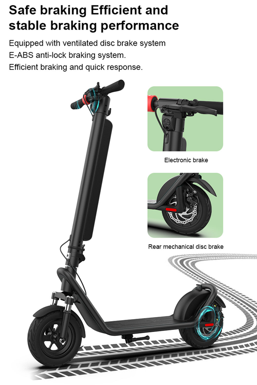 10 inch schokabsorberende opvouwbare elektrische scooter van aluminiumlegering met achterwielaandrijving