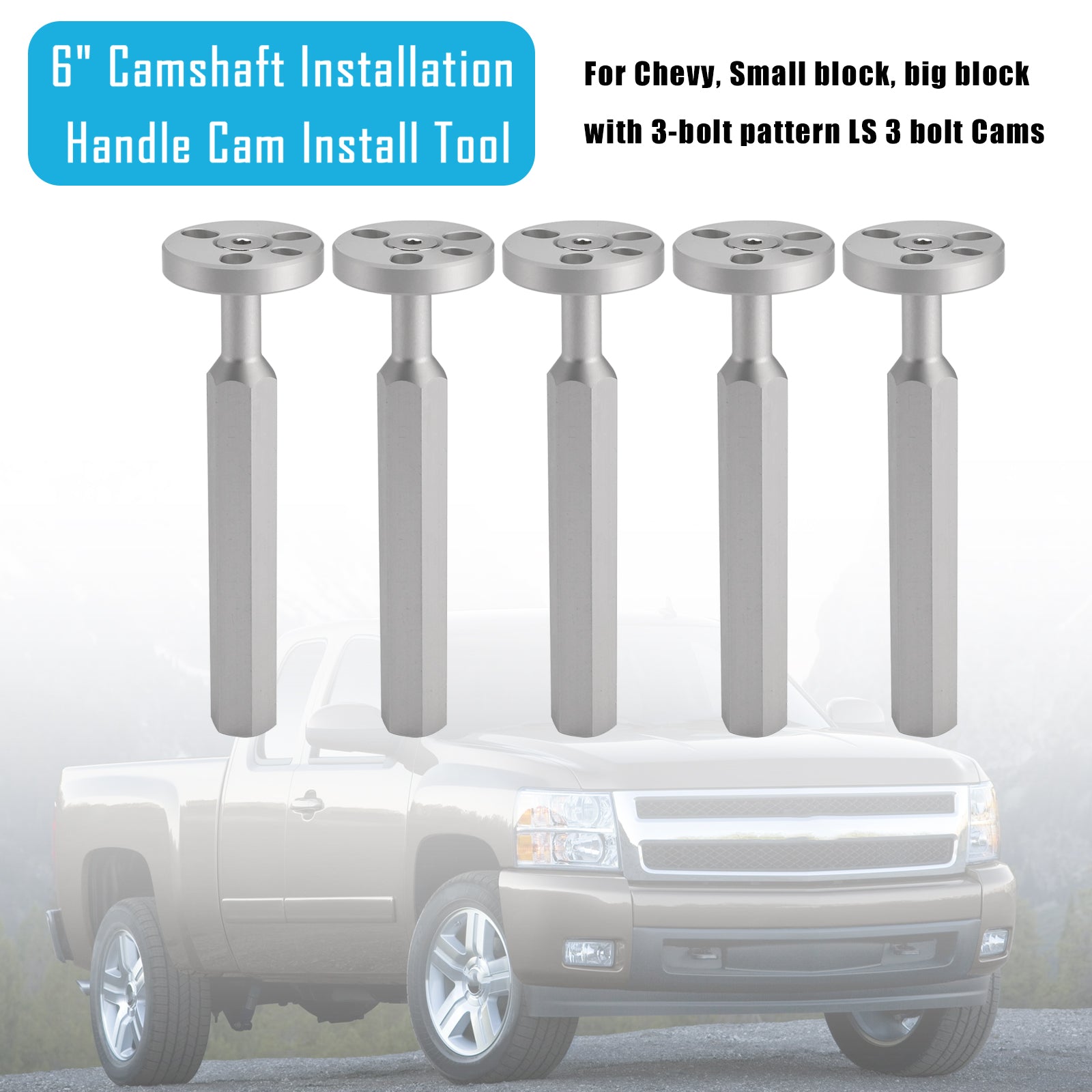 5x 6" Camshaft Installation Handle Cam Install Tool For Chevy with 3-bolt pattern