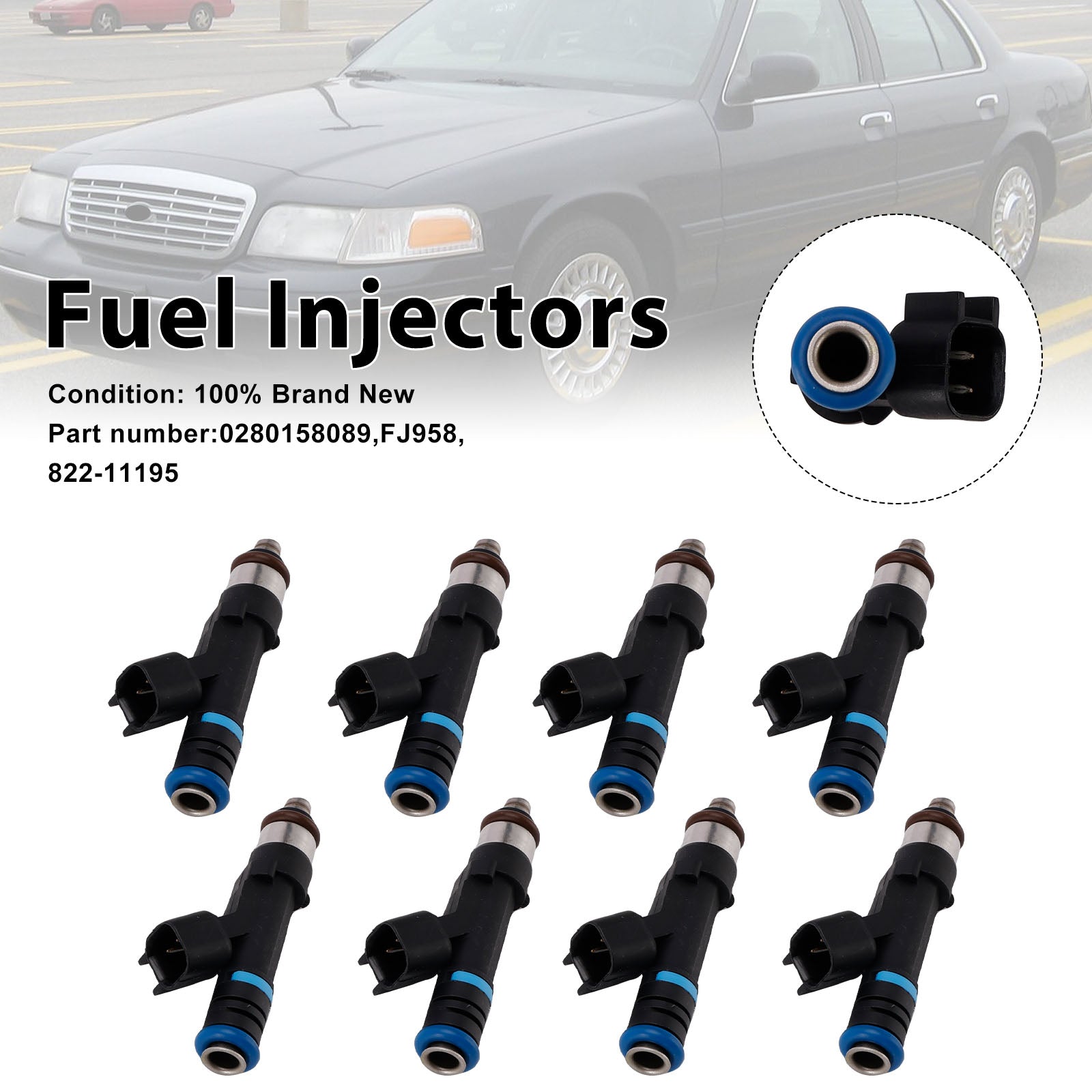 8PC 822-11195 Fuel Injectors 0280158089 For Mercury Grand Marquis Ford Lincoln