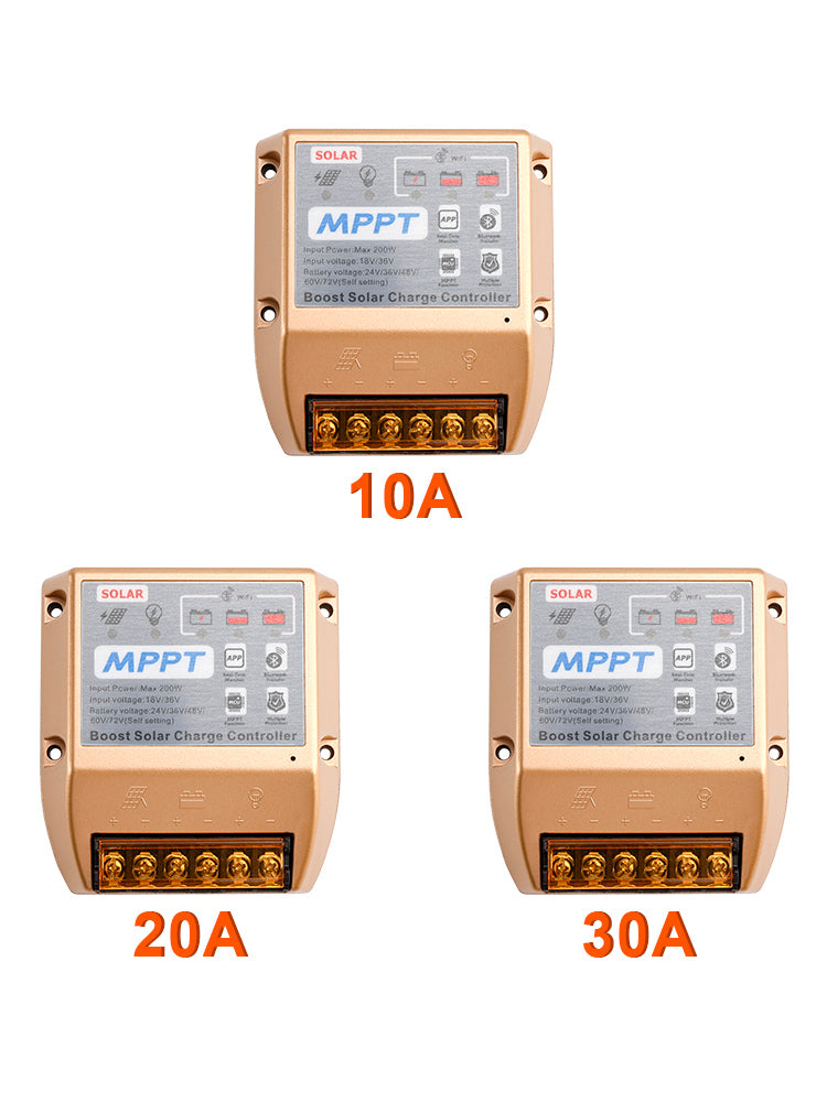 10A/20A/30A Boost MPPT-zonnecontroller 24V36V48V60V72V Mobiele APP Smart Control
