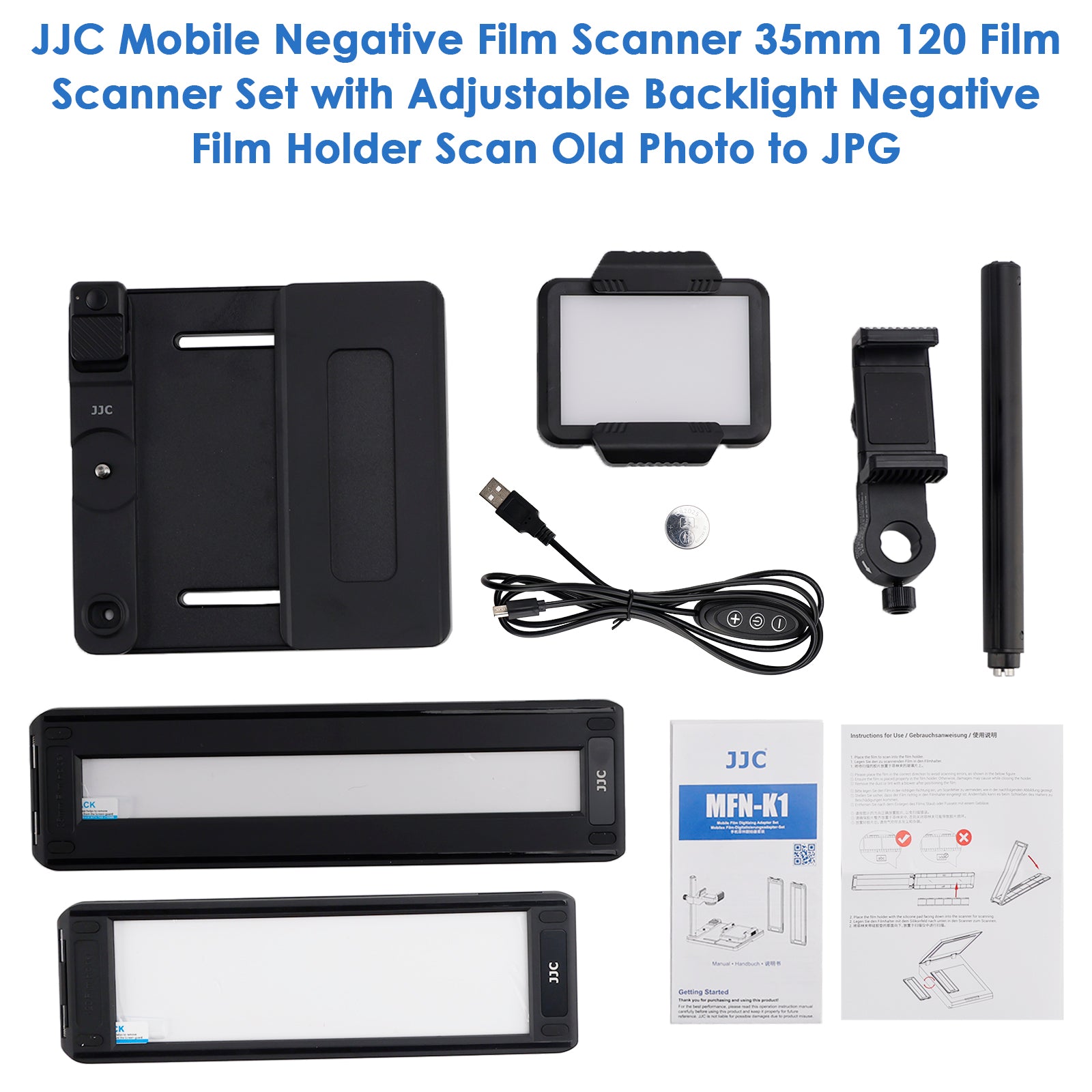 JJC Mobile Negative Film Scanner 35mm 120 Film Scanner Set Scan Old Photo to JPG
