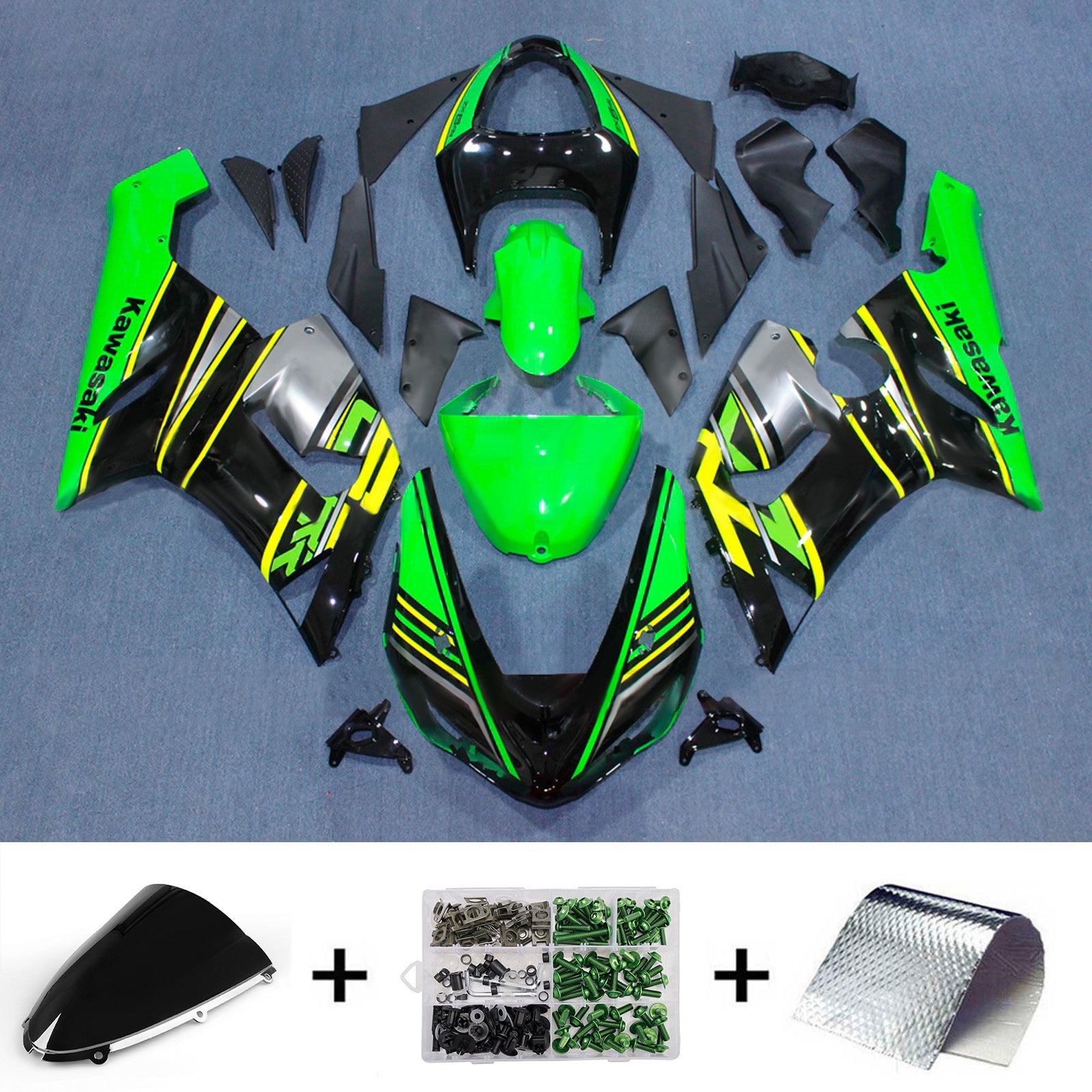 Kit carena iniezione carrozzeria in plastica ABS adatta per Kawasaki ZX6R 636 2005-2006