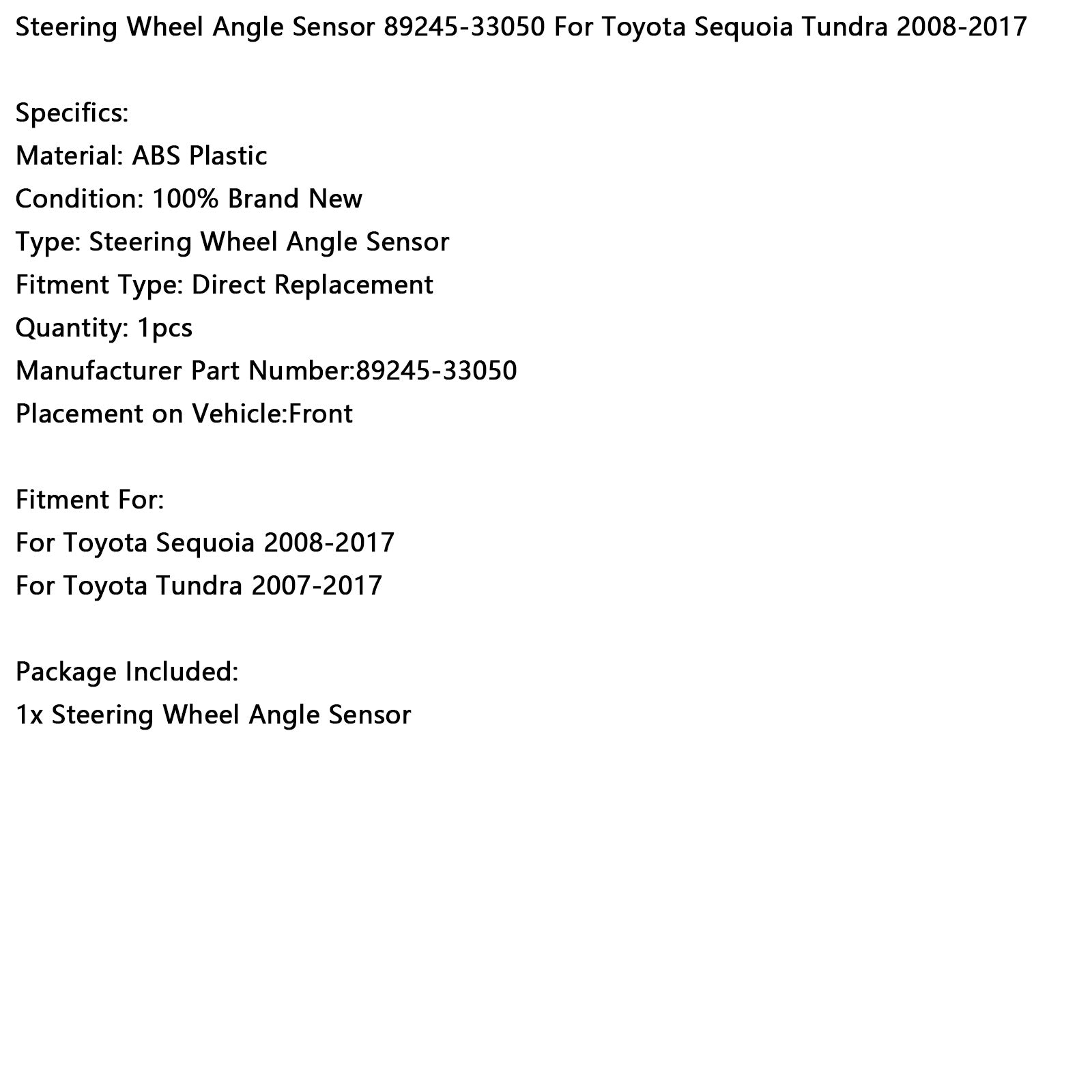 2008-2017 Toyota Sequoia Steering Wheel Angle Sensor 89245-33050