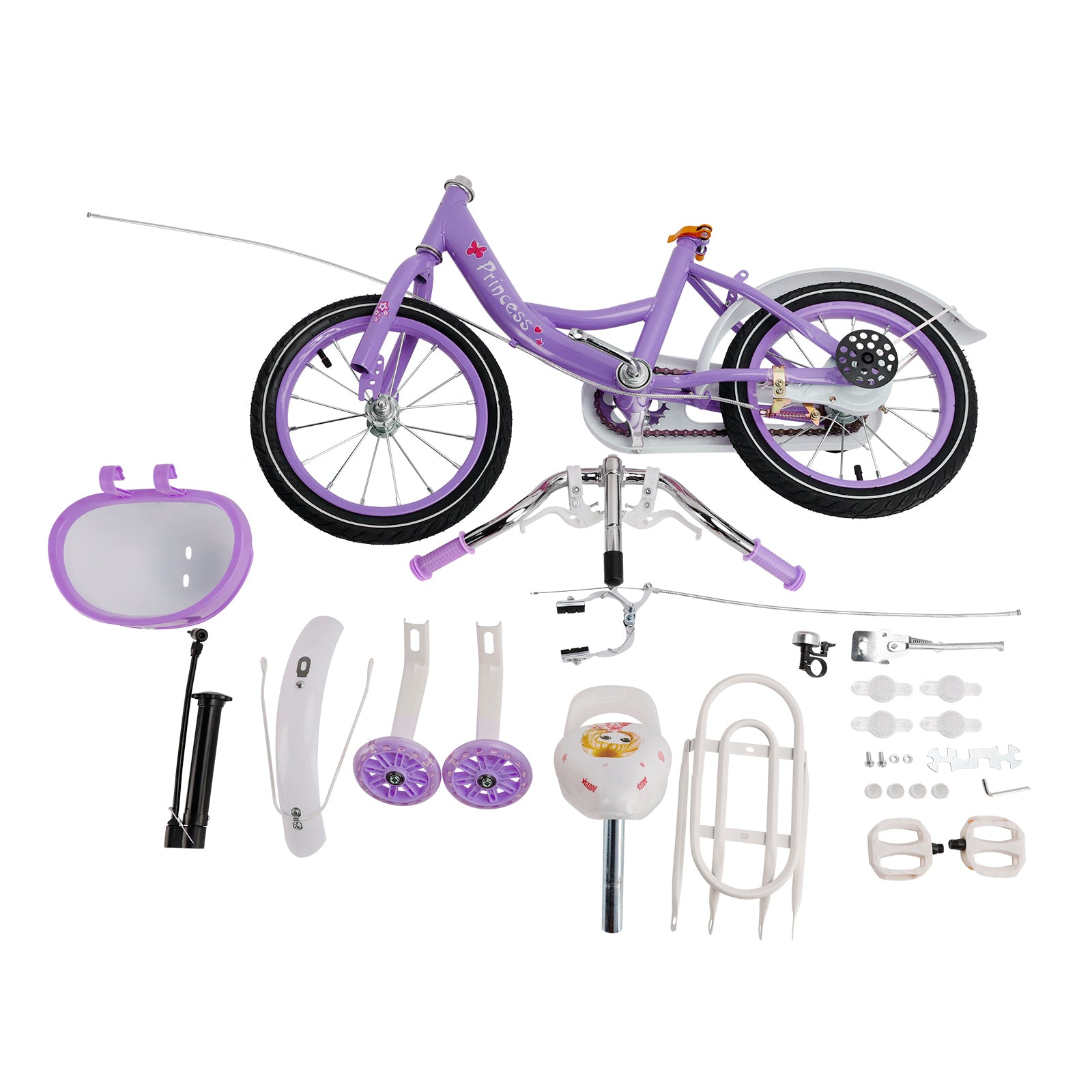 16"/18" Children Princess Bicycle Girls Bike with Removable Training Wheels Pink