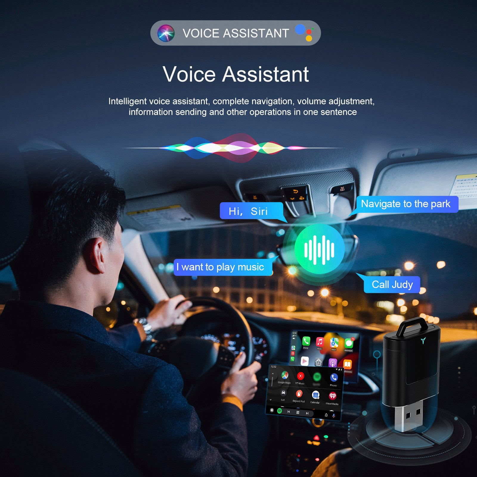 2 in 1 Wireless Apple Carplay Android Auto Adapter Car Wired to Wireless CarPlay