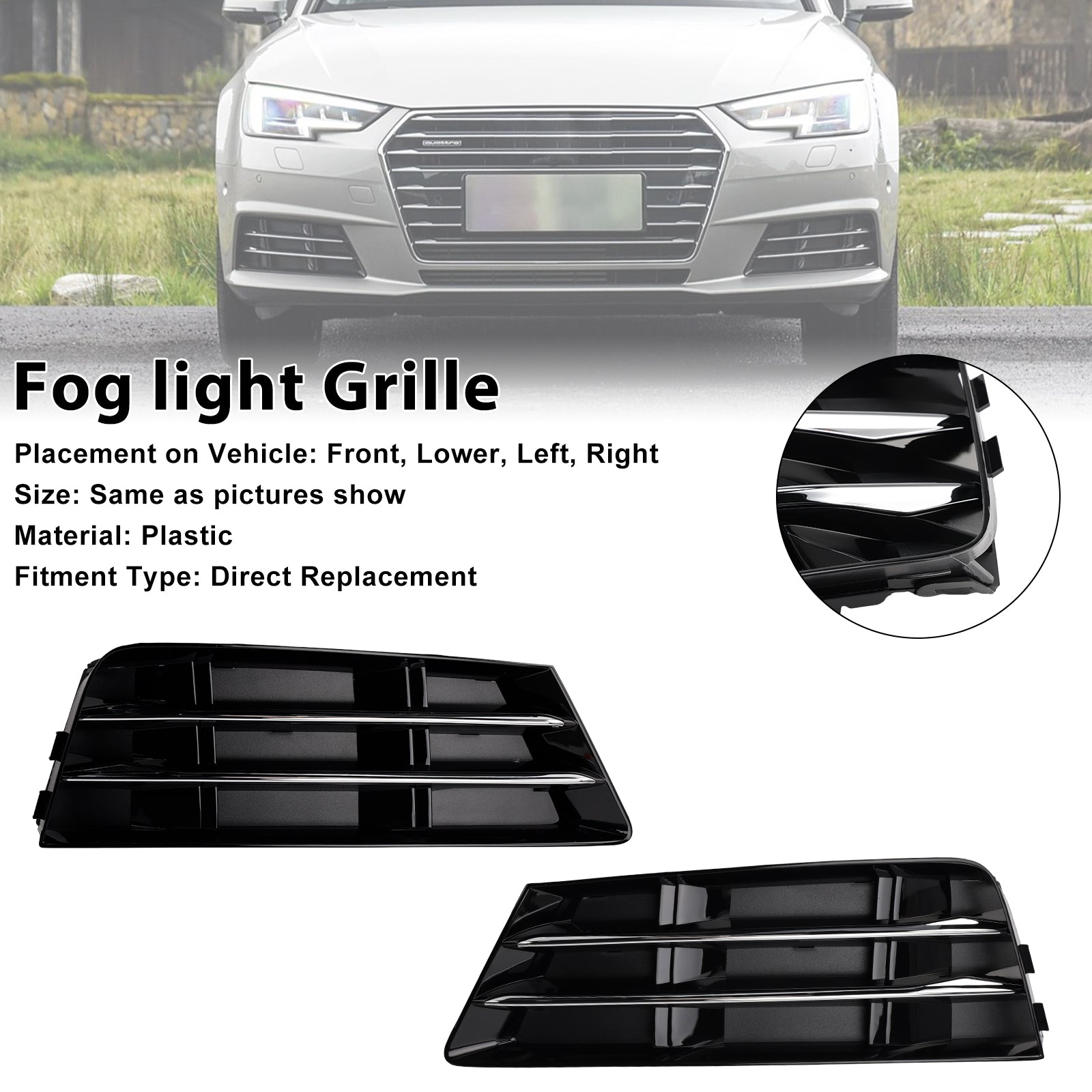 2016-2018 AUDI A4 B9 2 STUKS Mistlamp Grille Onderste Bumper Grill