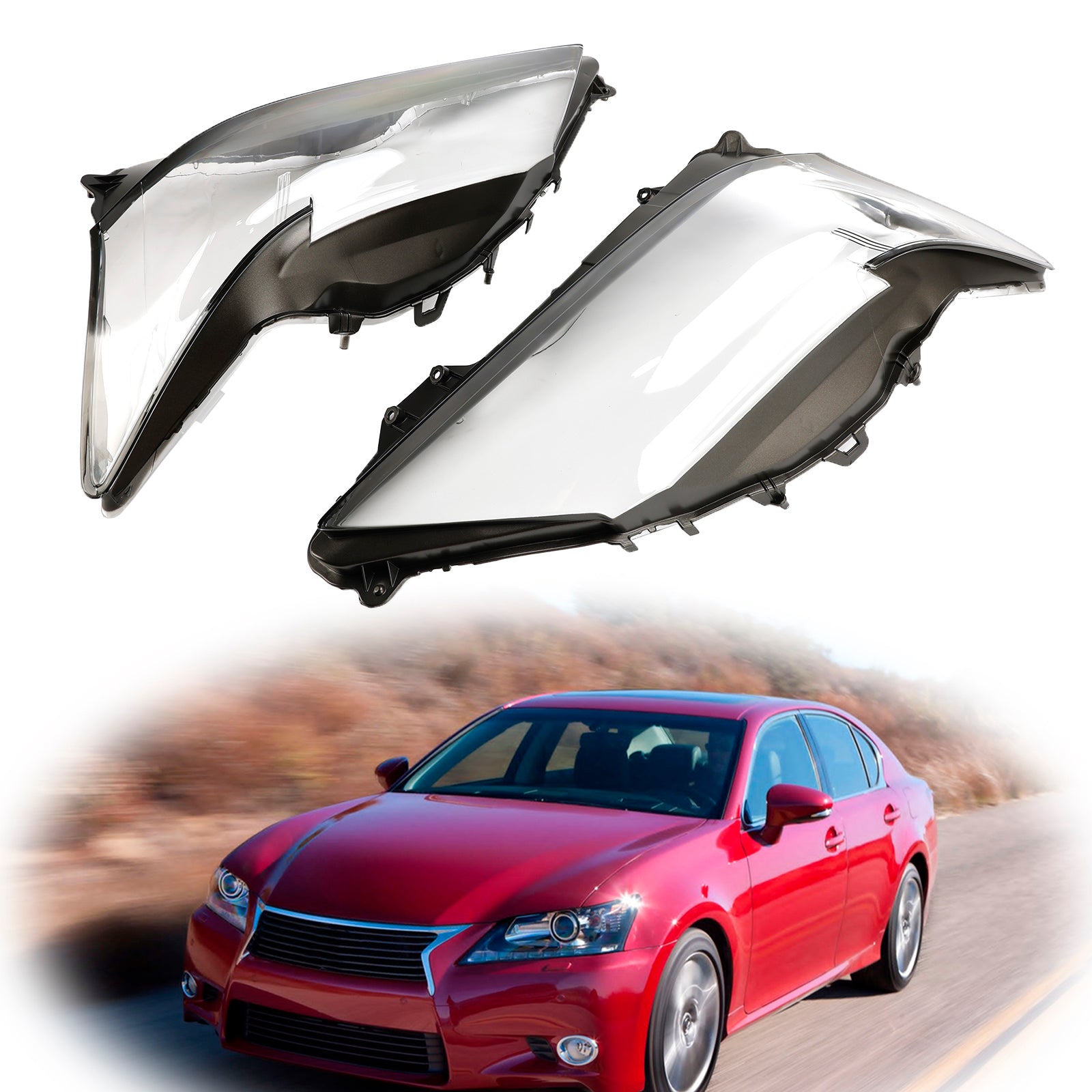 2013-2015 Lexus GS350 GS450H Left+Right Headlight Lens Cover