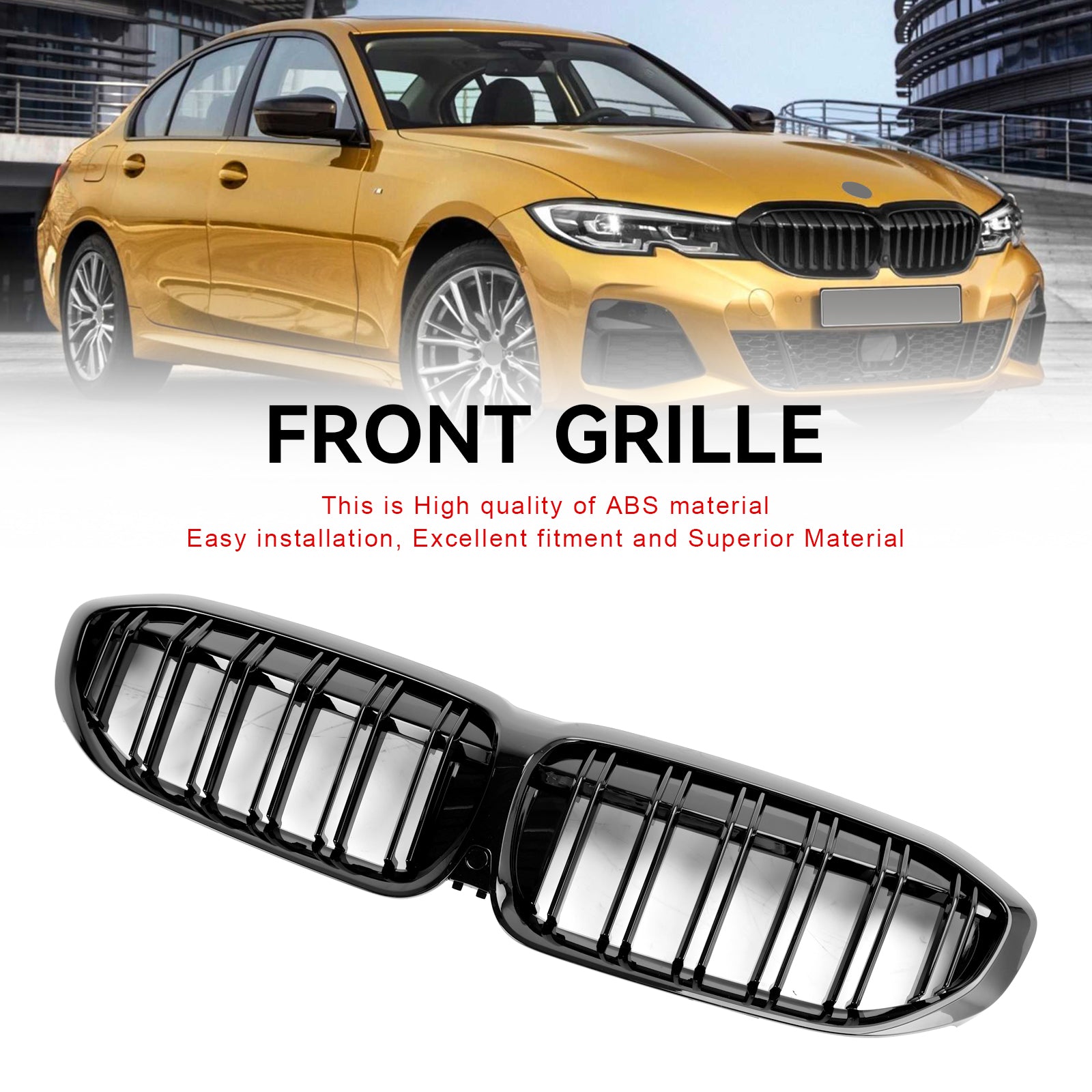 2019-2022 BMW Série 3 G20 G28 Grille de calandre à double lattes noire 51138072085