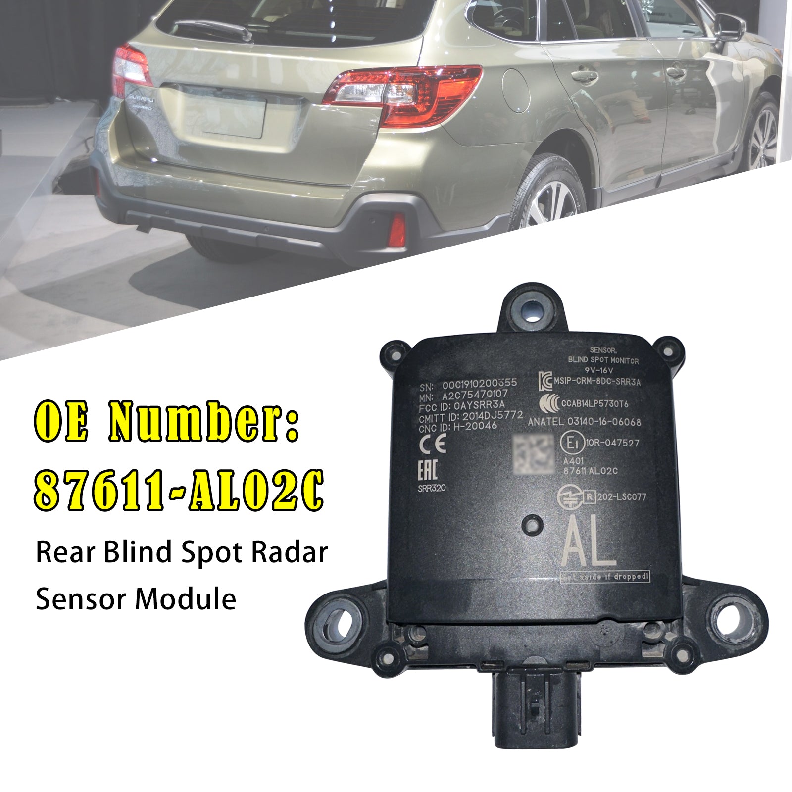 Rear Blind Spot Radar Sensor Module 87611-AL02C For Subaru Outback 2018-2019