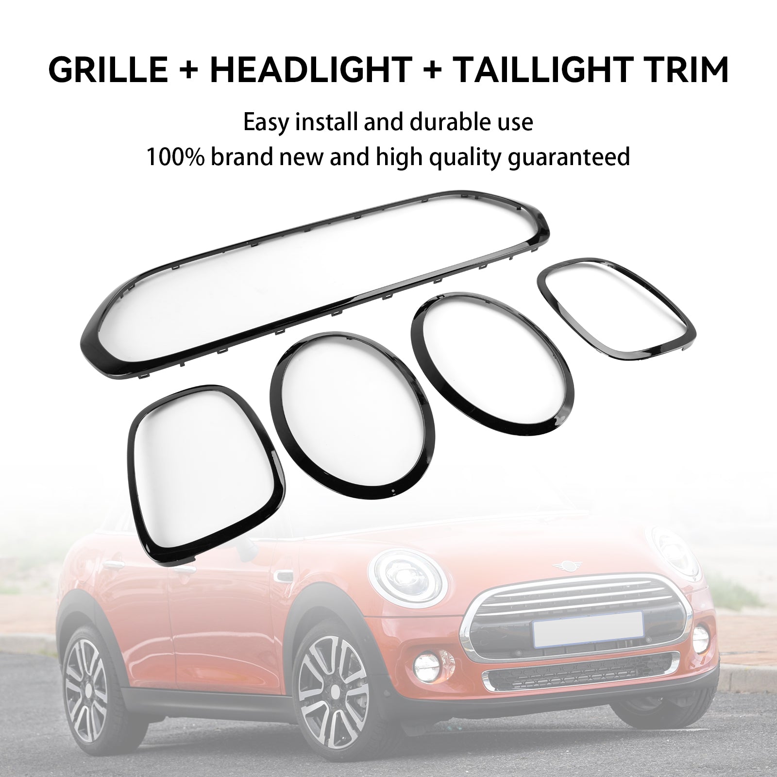 2014-2021 Mini Cooper F55 F56 F57 Black Grill + Headlight + Taillight Trim