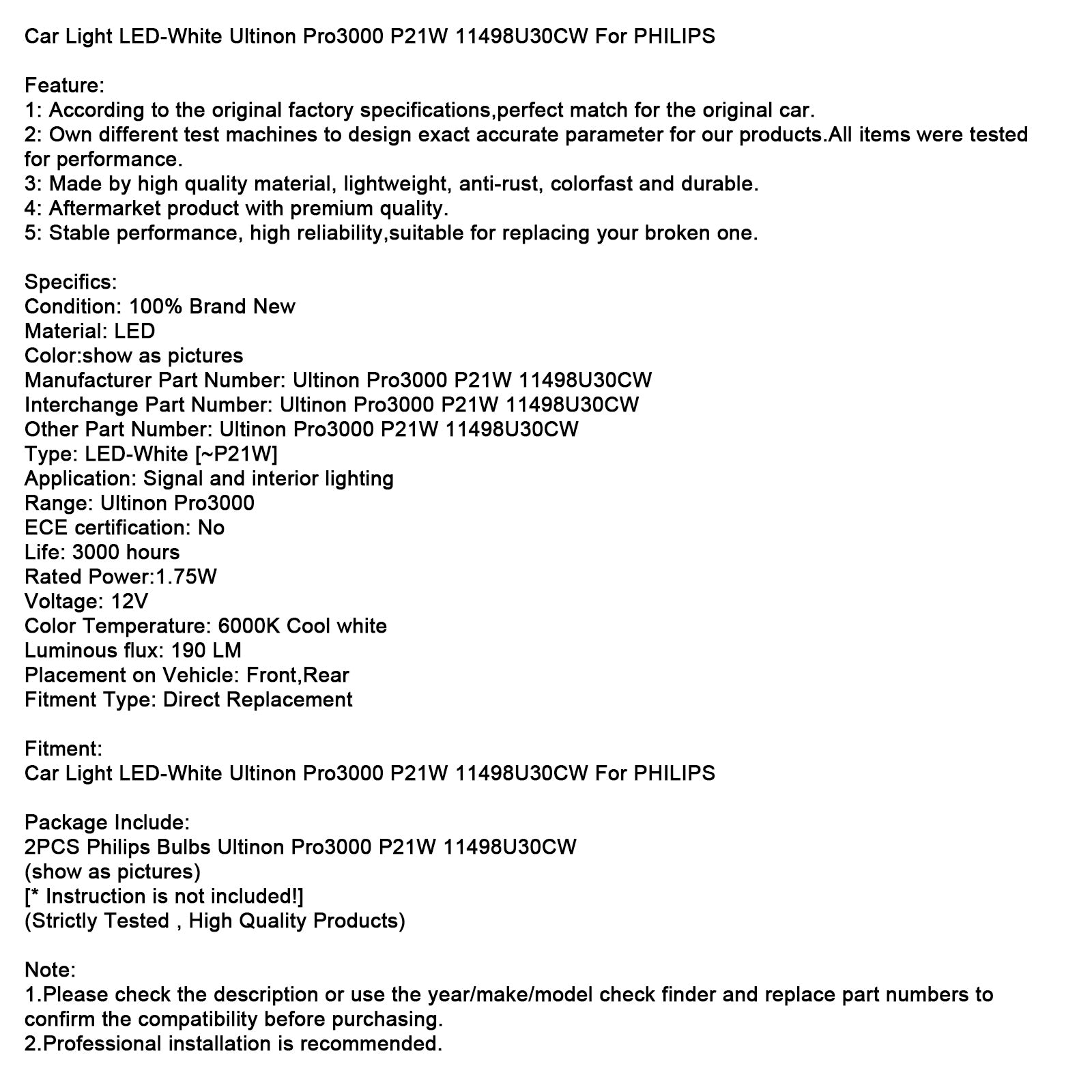 Automobil Led-White Ultinon Pro3000 P21W 11498U30CW pre Philips