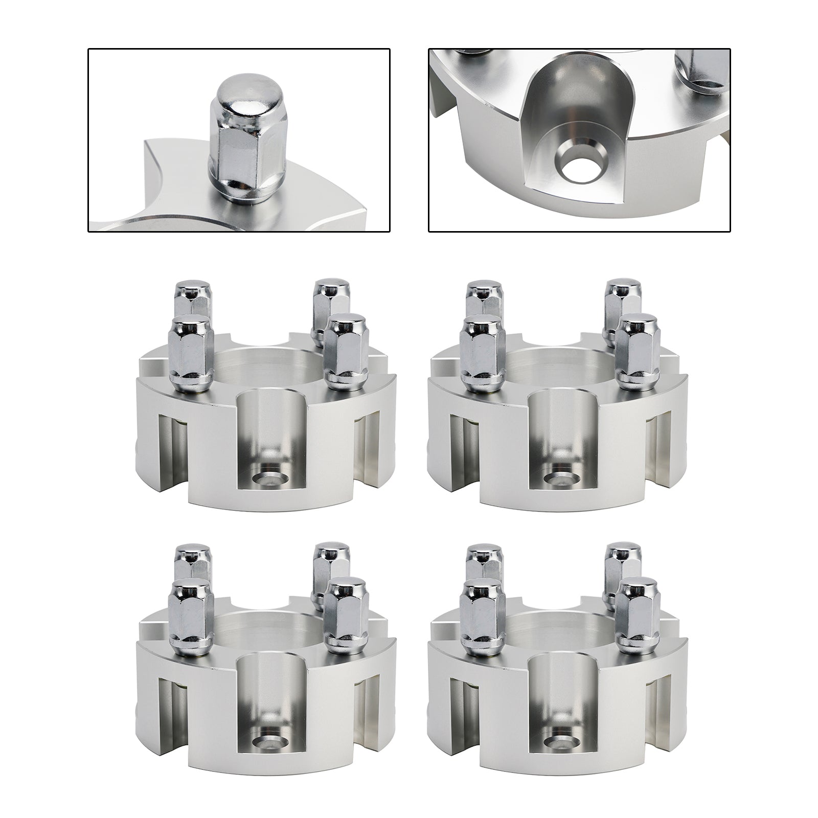 Yamaha Club Car Ezgo 2" Wheel Spacers Kit Cable Golf Carts Lug Nuts Silver