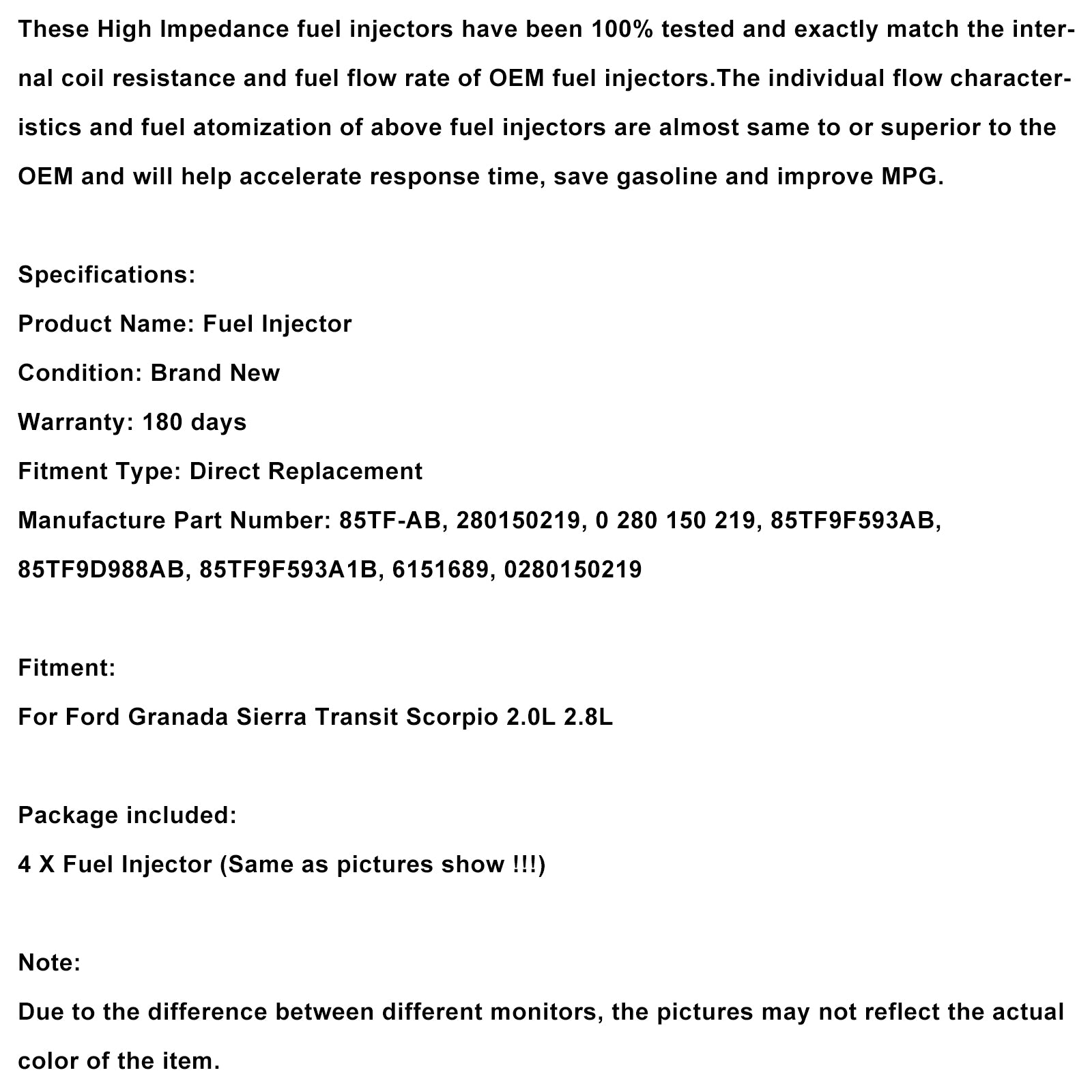 Ford Granada Sierra Transit Scorpio 2.0 2,8 4ks Injector 0280150219