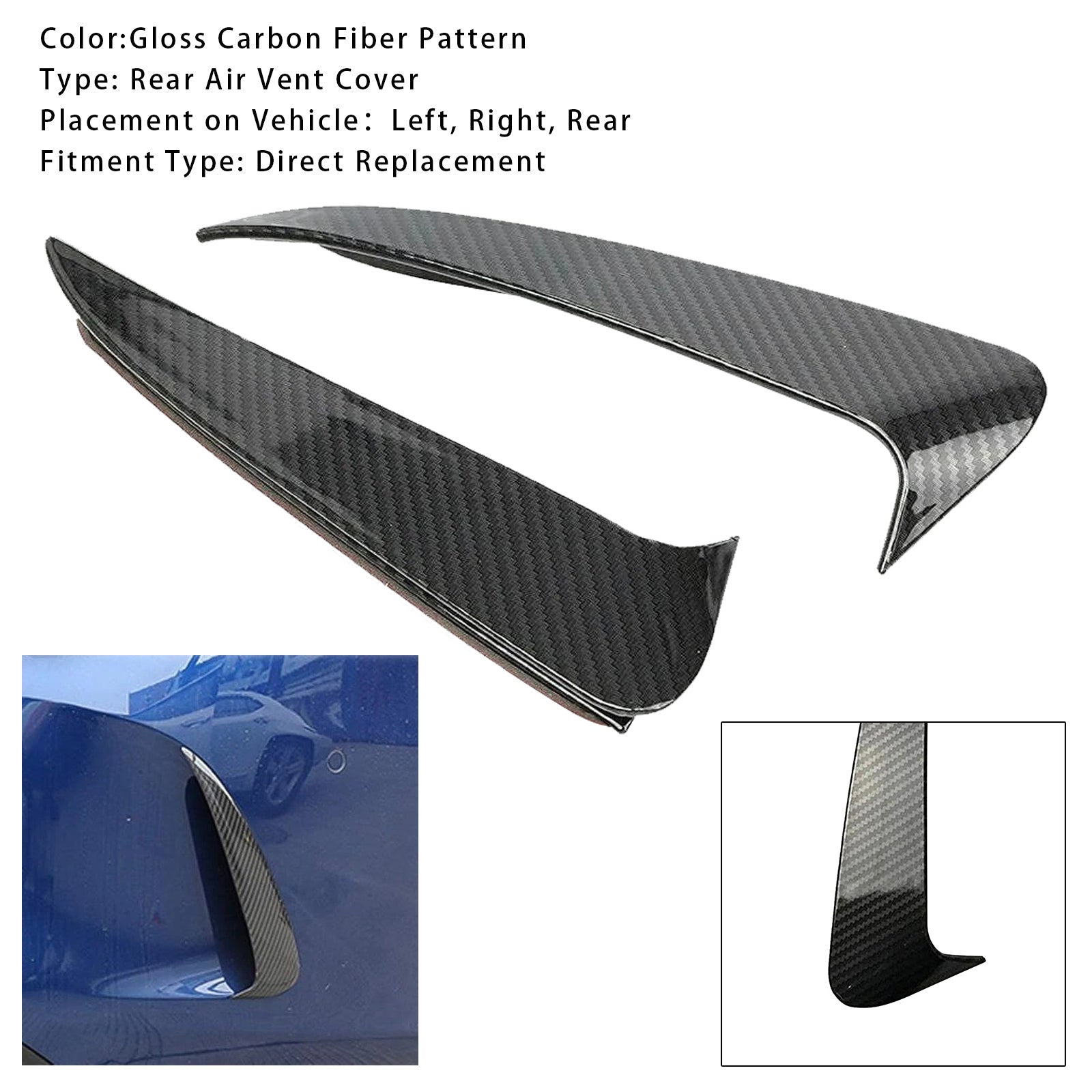 Cache de ventilation arrière aspect fibre de carbone pour Benz Classe C W205 C43 C63 2014-2019