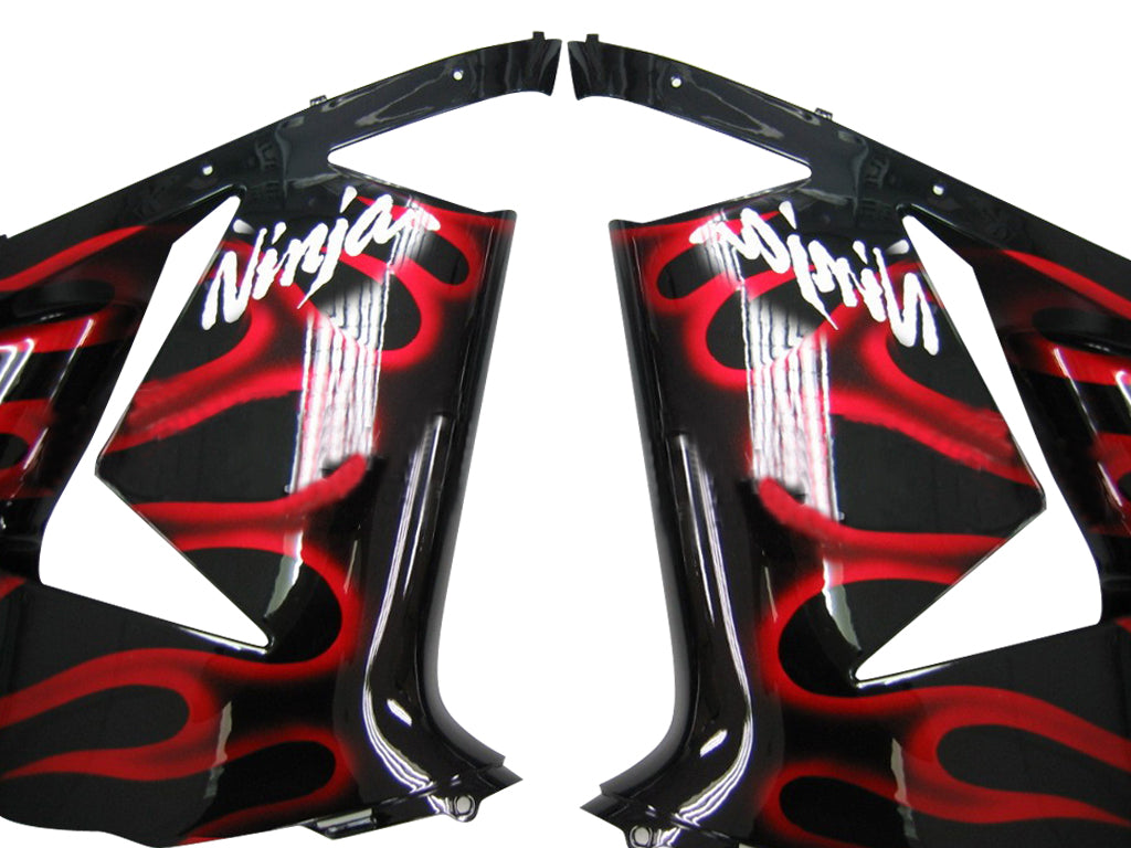 2004-2005 Kawasaki ZX 10R Black & Red Flame Racing Fairings Generic