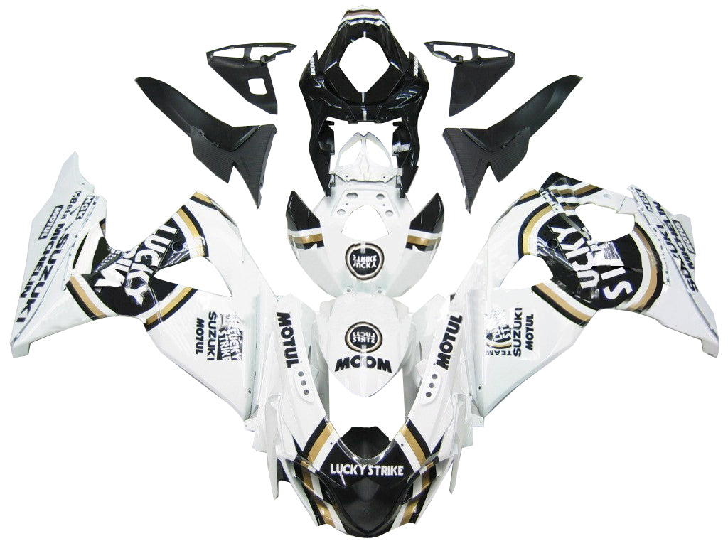 2009-2016 Suzuki GSXR 1000 White Black Gold Lucky Strike Racing Fairings Generic