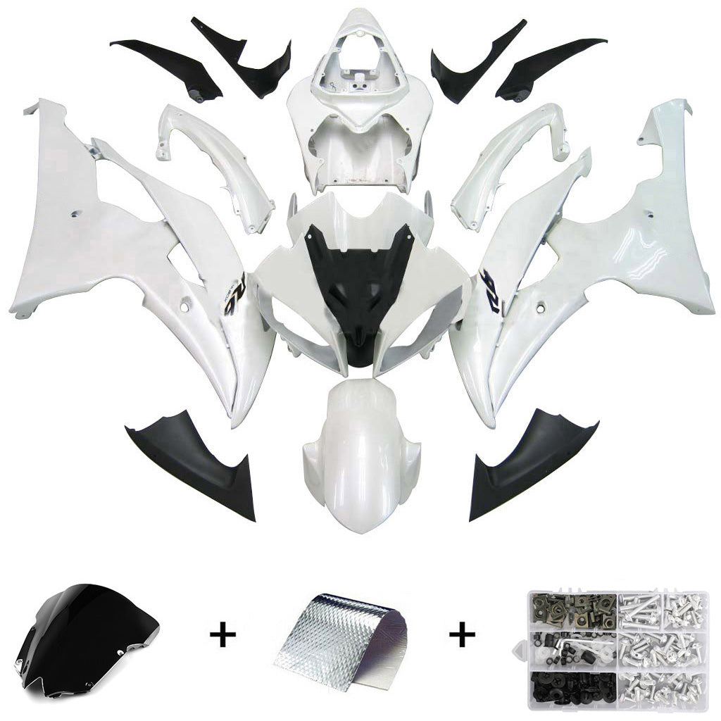 2008-2016 Yamaha YZF-R6 White Racing Fairings Generic