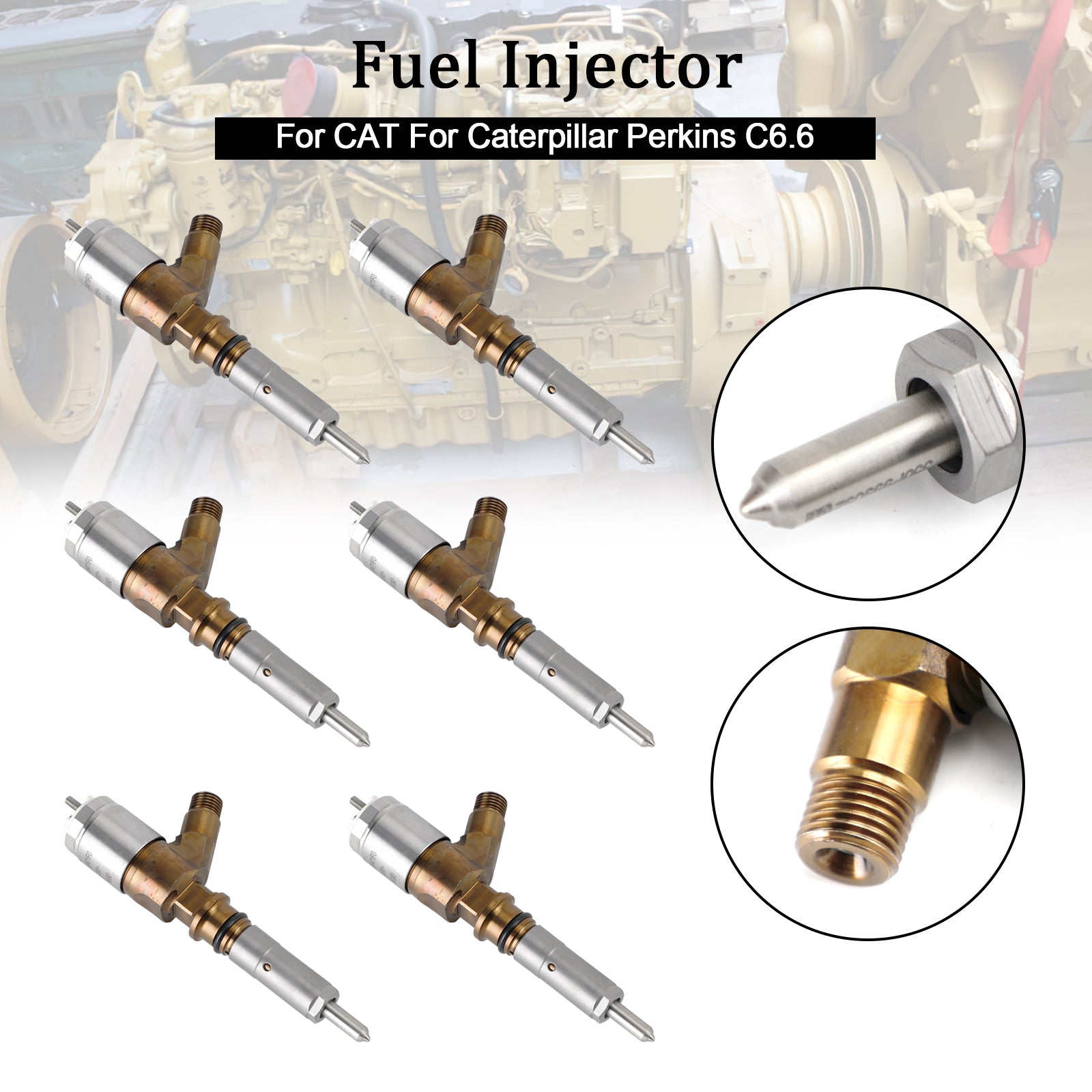 6PS Fuel Injectors 2645A749 Fit Caterpillar Perkins C6.6 Fit CAT 320-0690