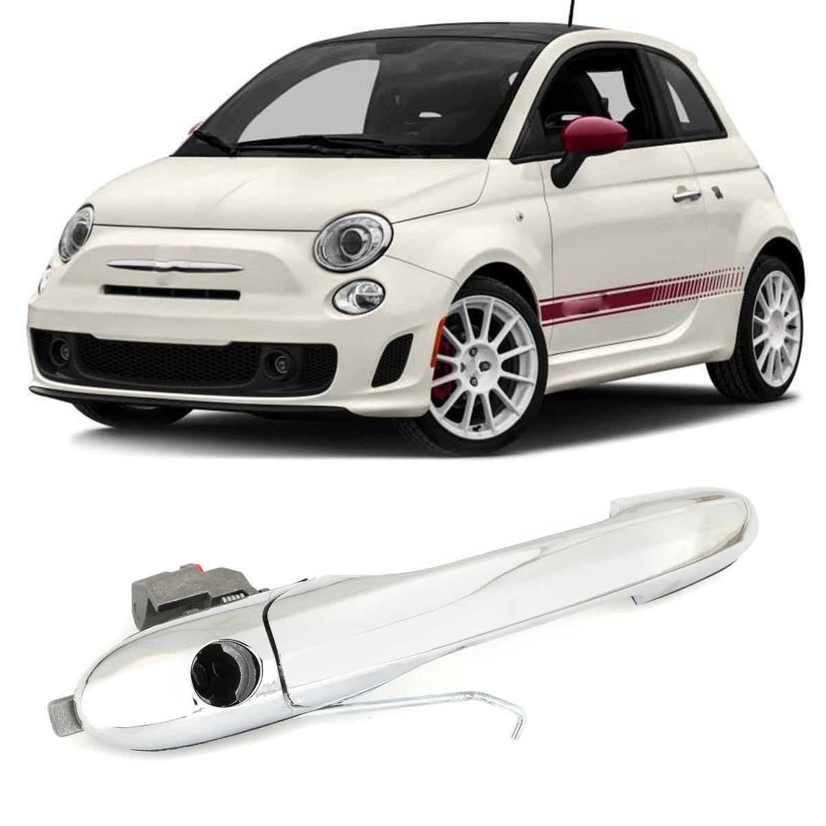 2008- ABARTH 595 Hatchback (312) Right Driver Side Chrome Outer Door Handle Offside 735592012 735451694 Generic