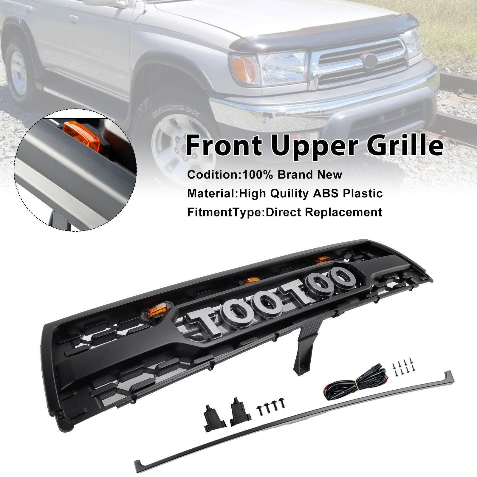 1996-2000 Toyota 4Runner With Led Matte Black Front Bumper Grill Grille