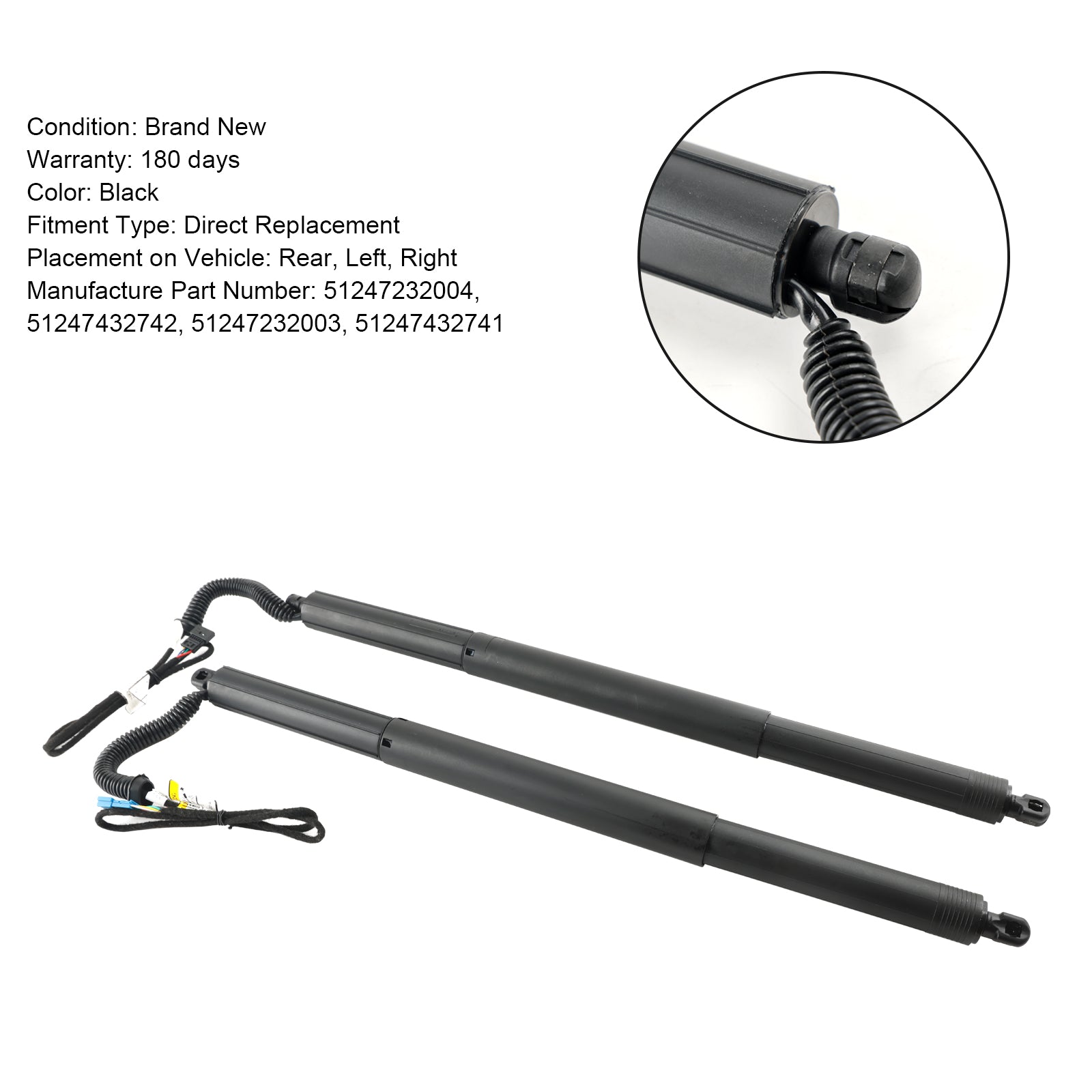 2011-2017 BMW X3 F25 sDrive 18d, sDrive 20i, xDrive 20d, xDrive 20i, xDrive 28d 2PCS Gauche & Droite Hayon Électrique Struts Gaz 51247232003