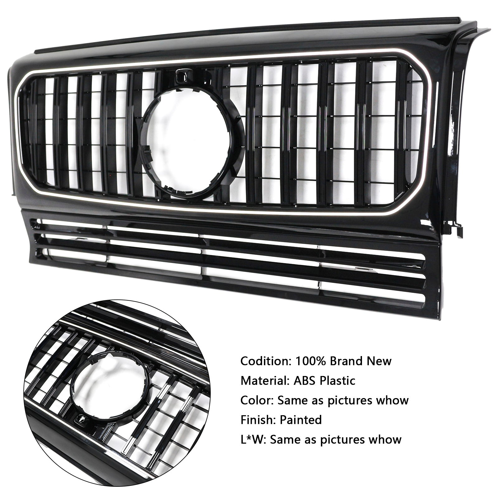 1990–2018 Mercedes-Benz G-klasse W463 Med kamerahull, blank sort frontstøtfangergrill