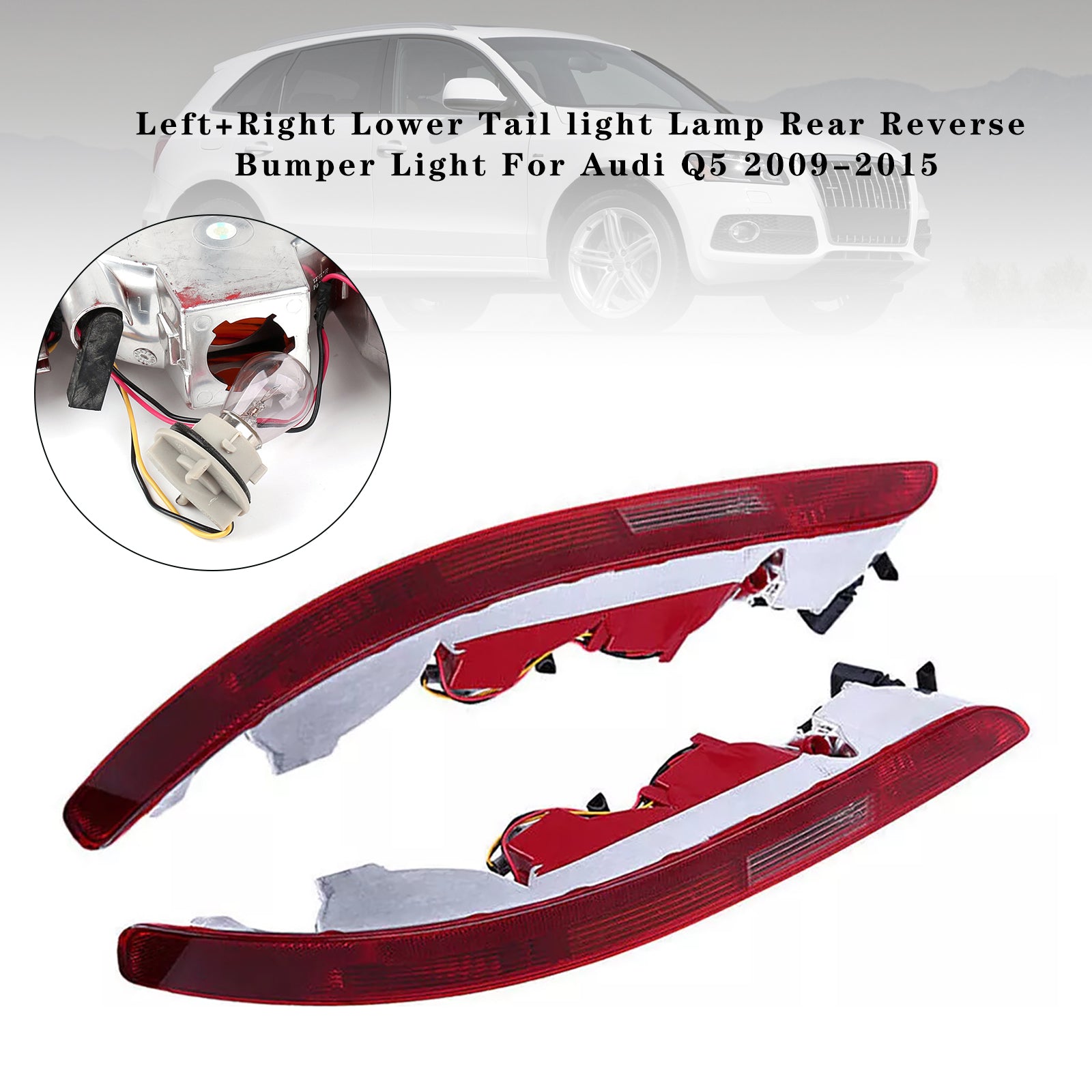2009-2015 Audi Q5 Left+Right Lower Tail light Lamp Rear Reverse Bumper Light Generic